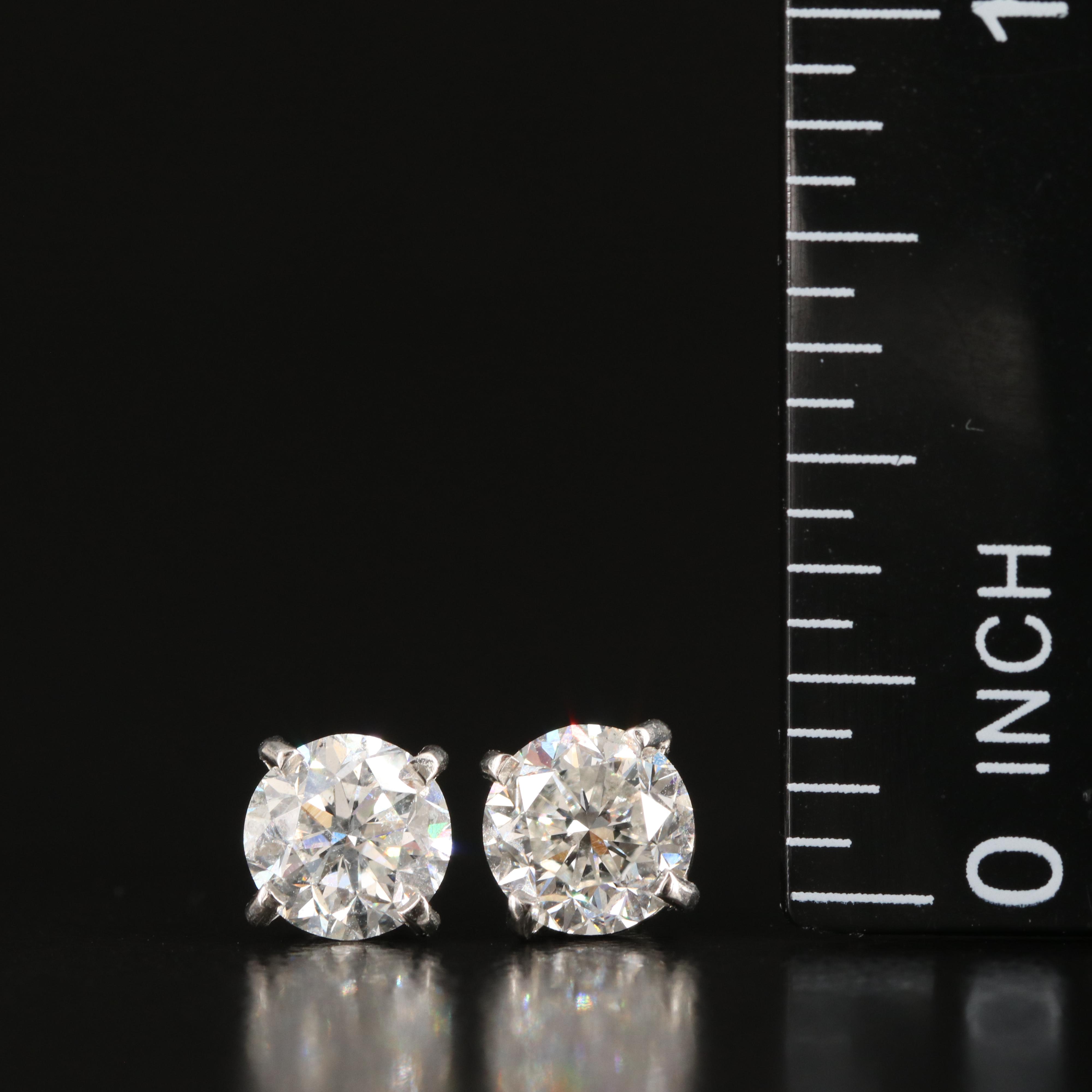Platinum 2.01 CTW Diamond Stud Earrings with GIA eReports