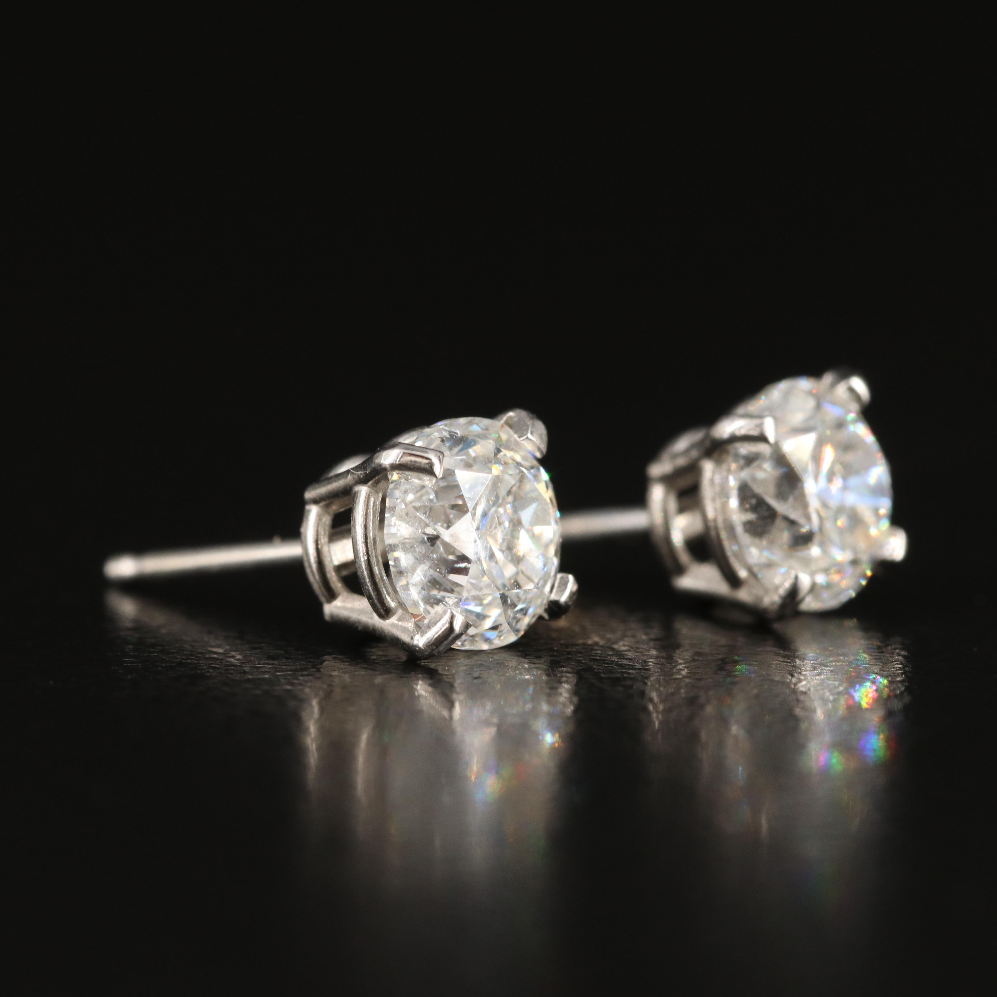 Platinum 2.01 CTW Diamond Stud Earrings with GIA eReports