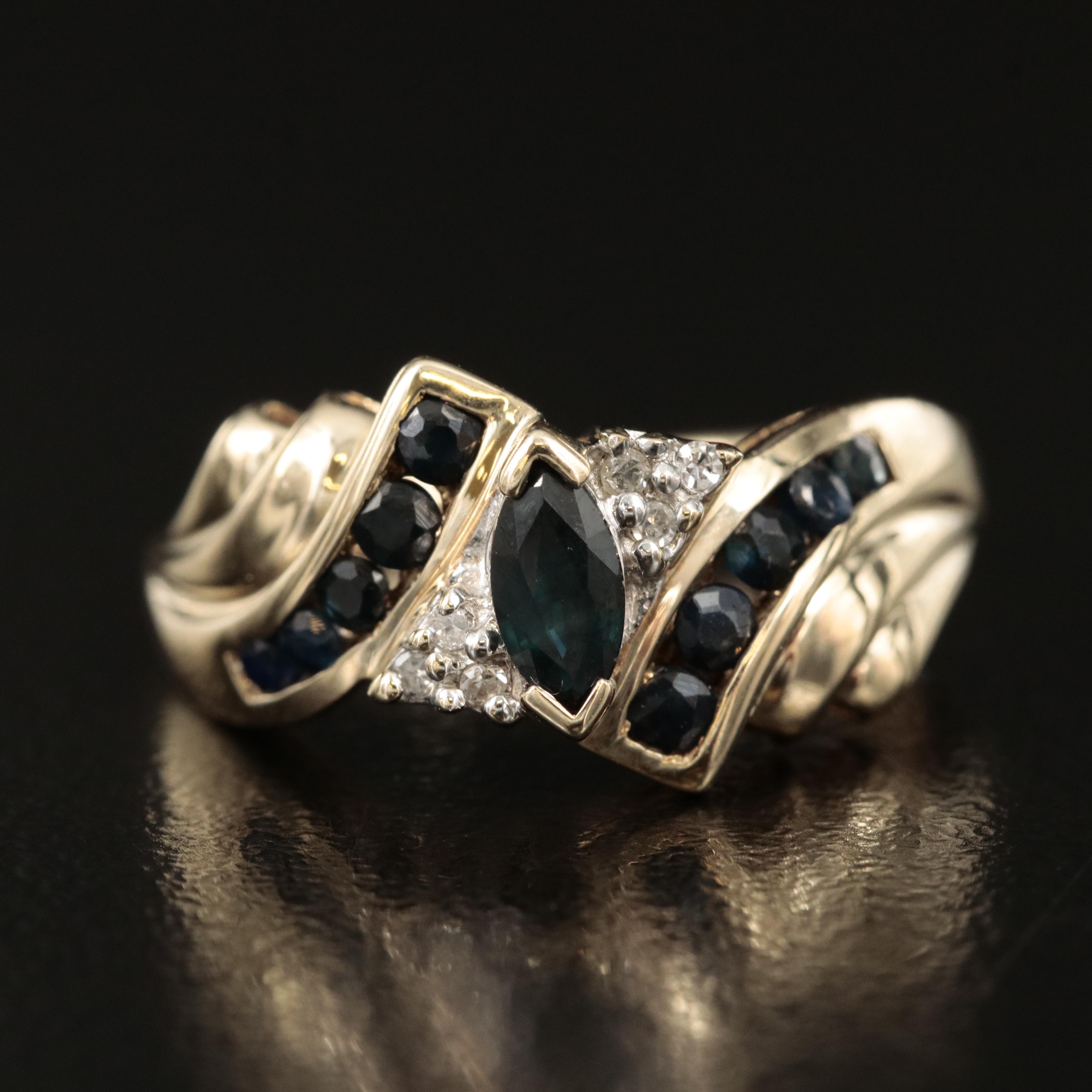 10K Sapphire and Diamond Ring