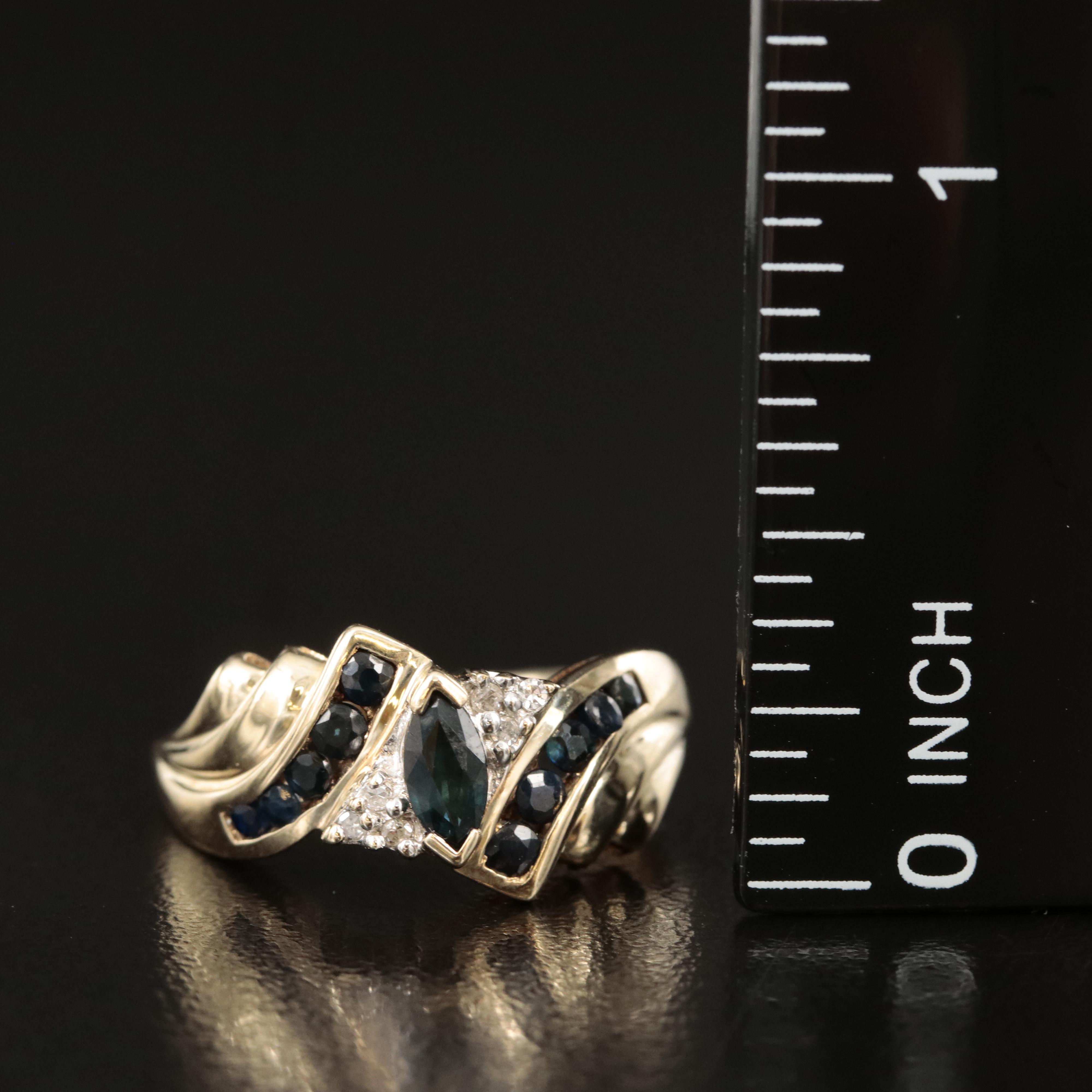 10K Sapphire and Diamond Ring