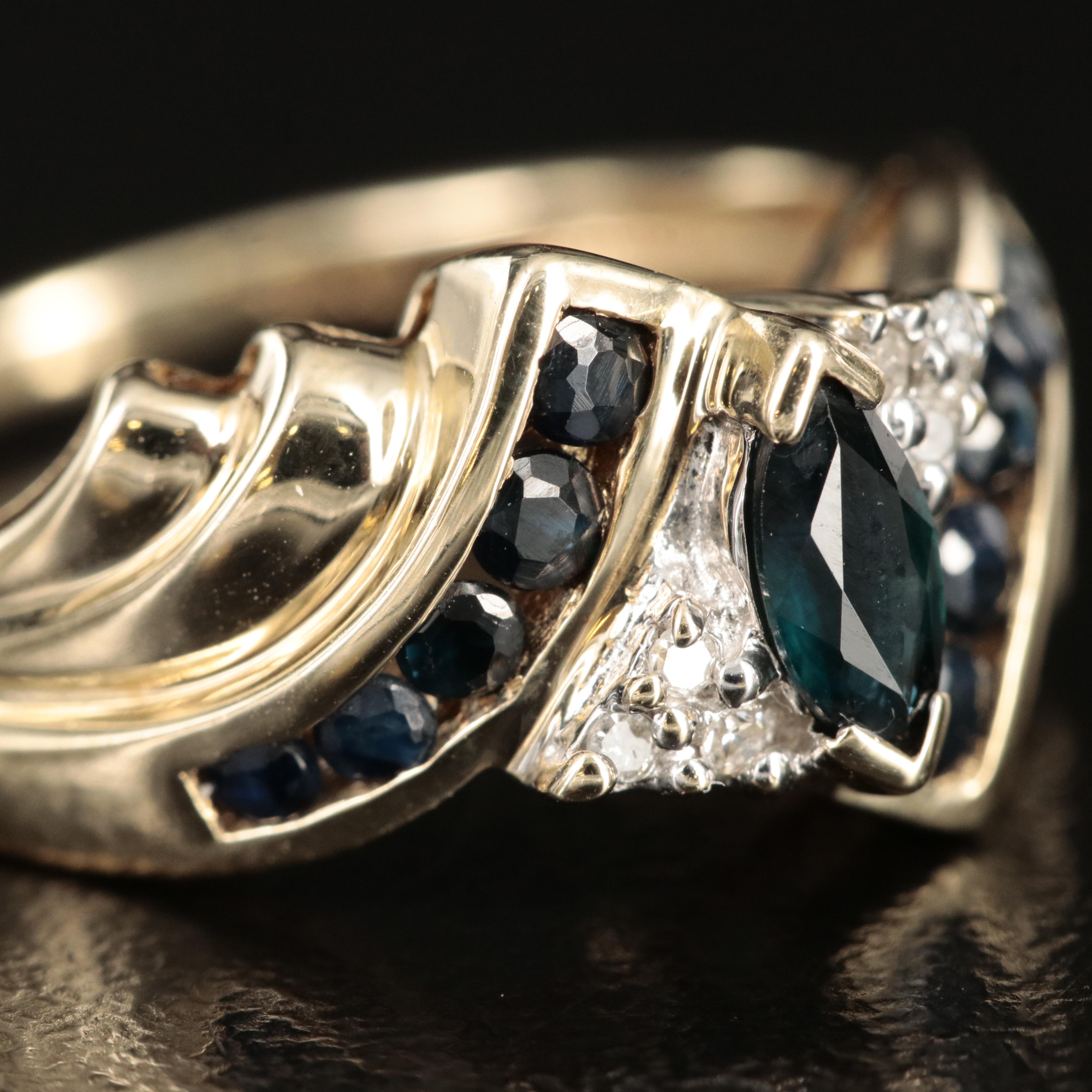 10K Sapphire and Diamond Ring