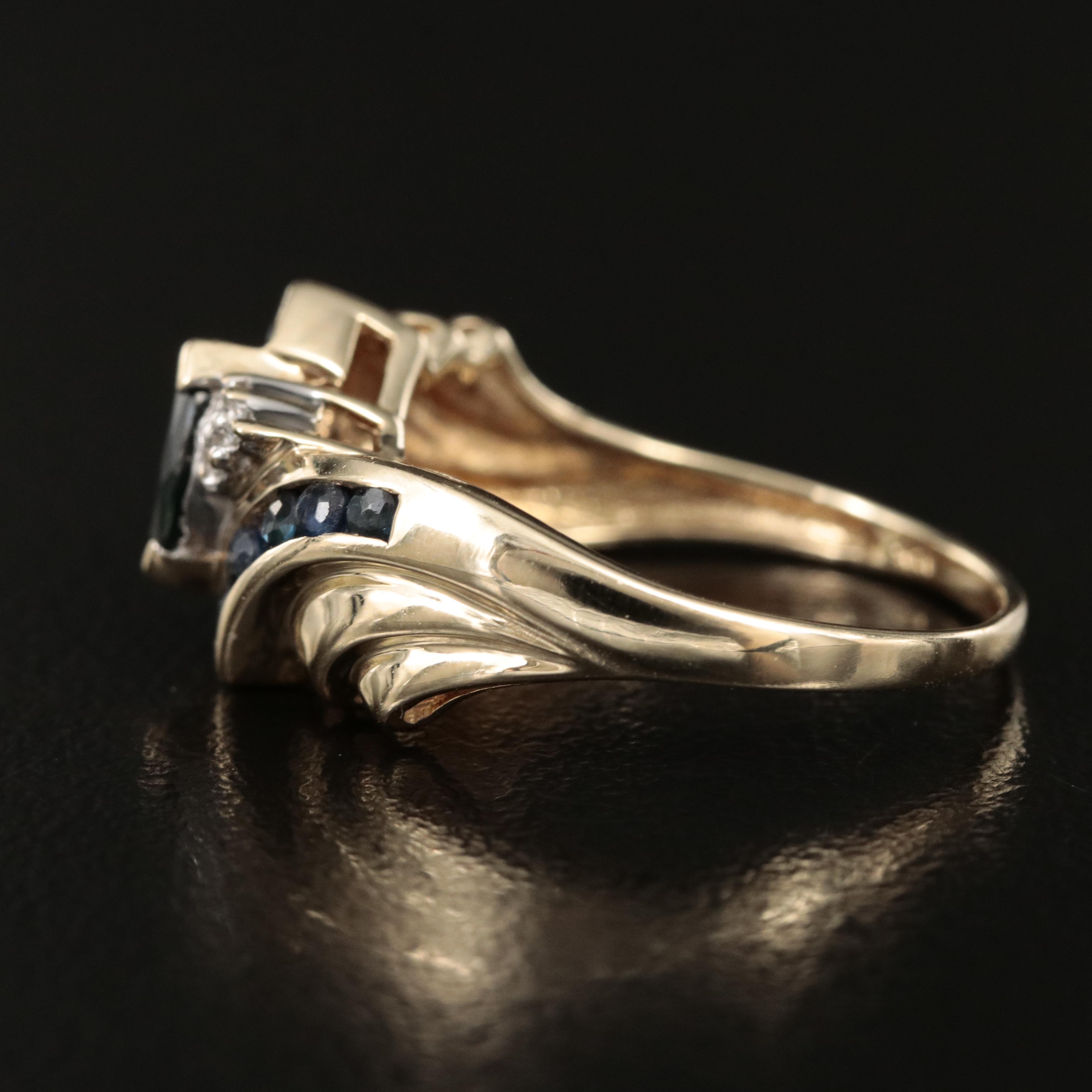 10K Sapphire and Diamond Ring