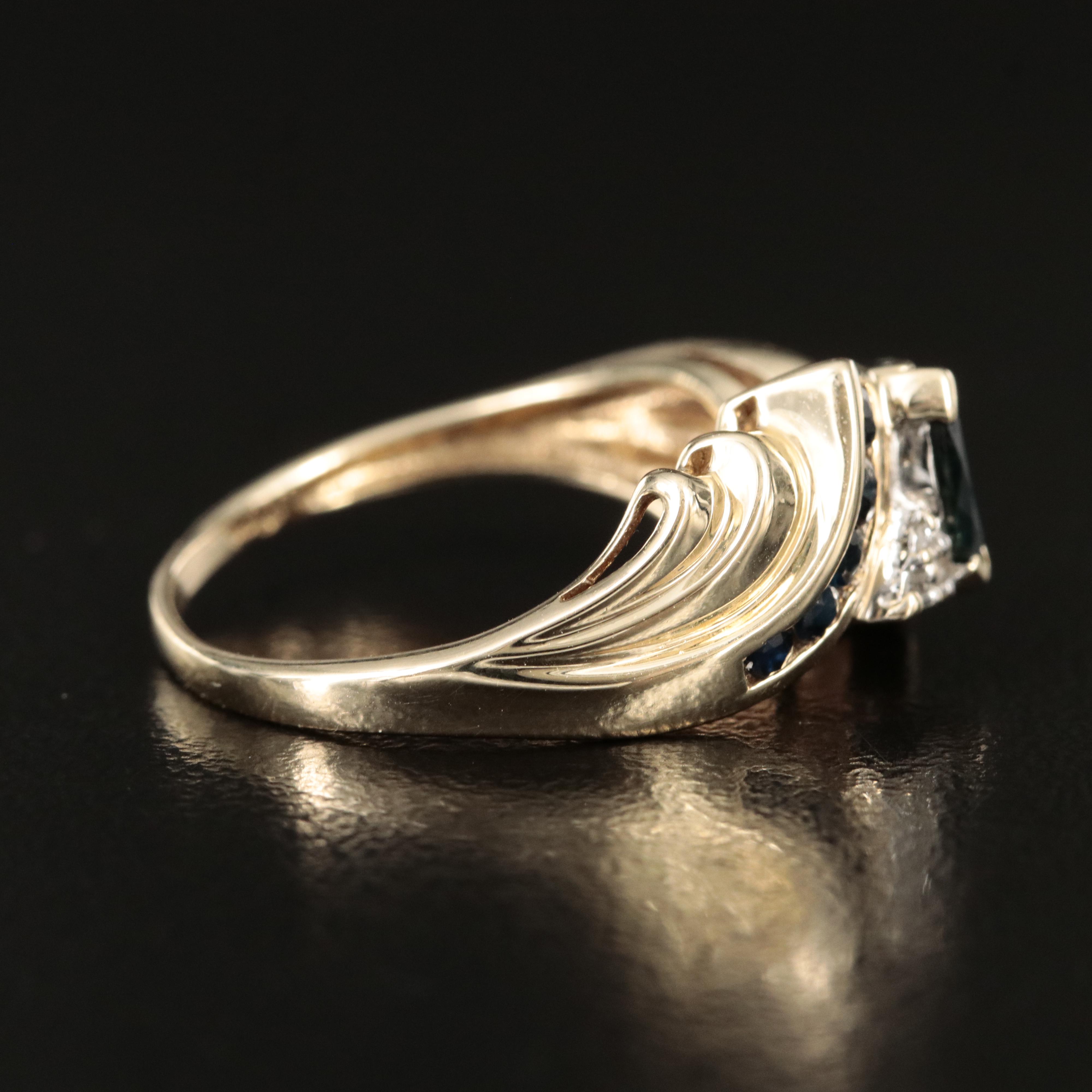 10K Sapphire and Diamond Ring