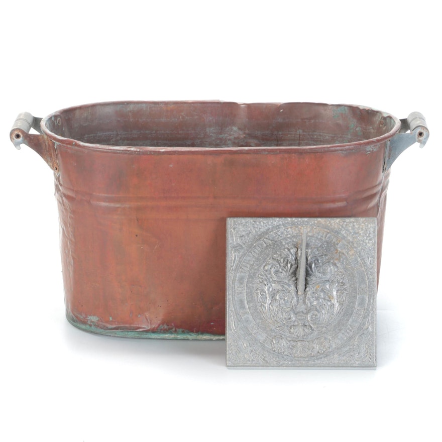 Copper Boiler Tub With Carson Industries Cast Aluminum Sundial