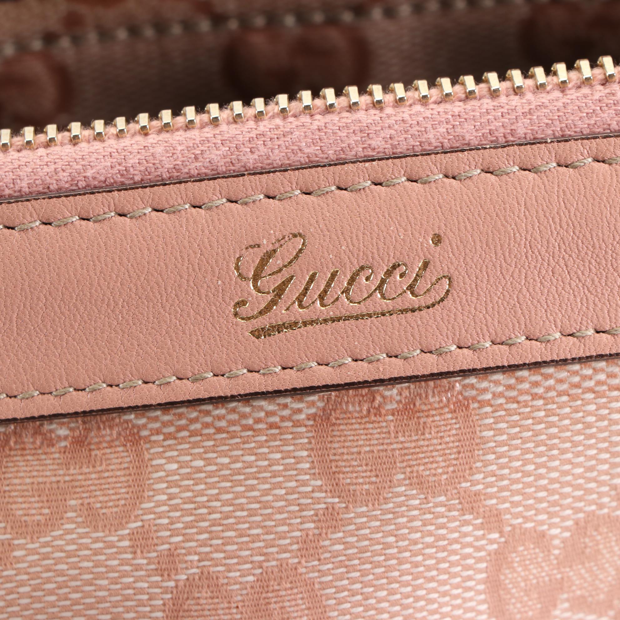 Gucci Abbey Tote in Glossy Pink GG Canvas with Pink Leather Trim