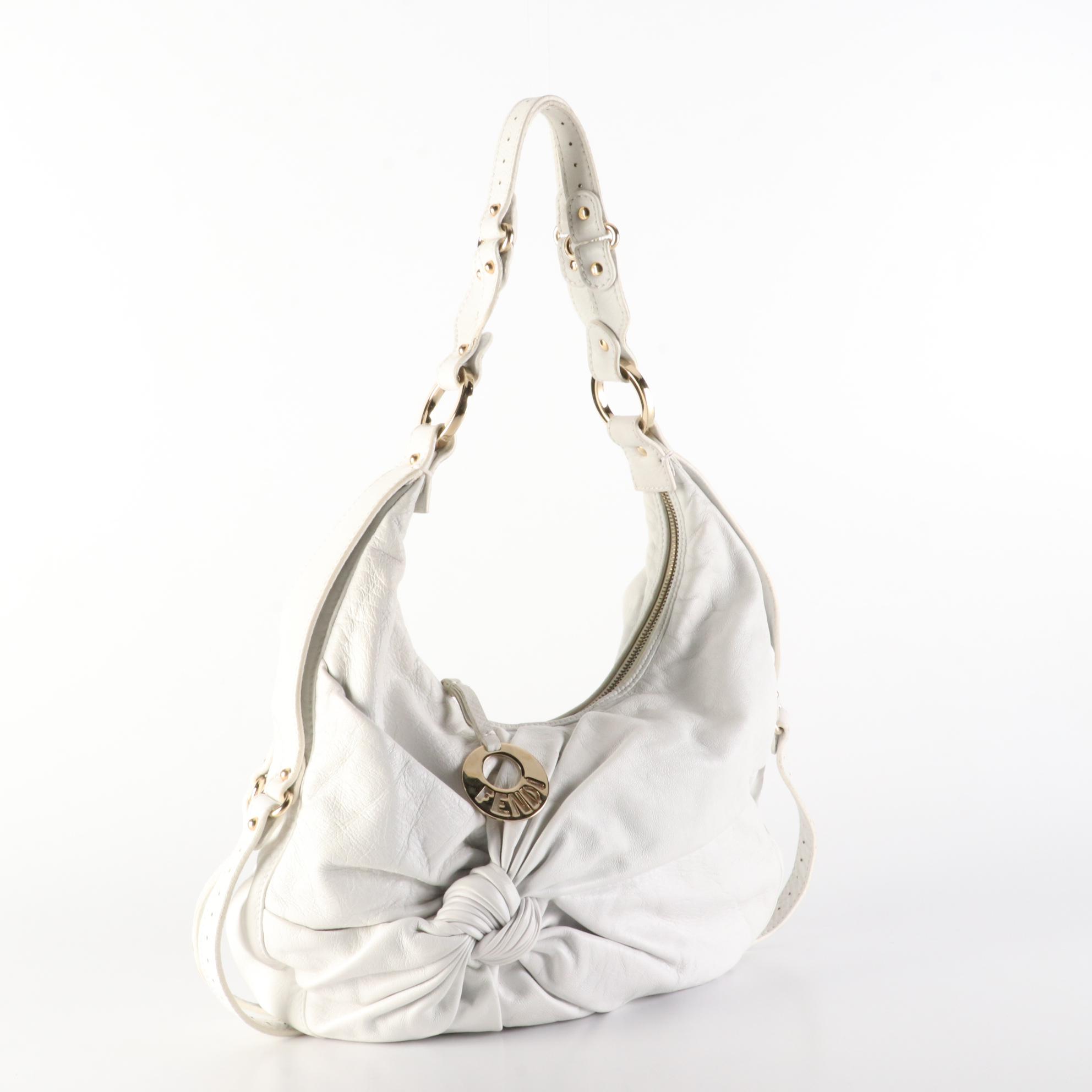 Fendi Tie Front Detailed Hobo Bag in Leather