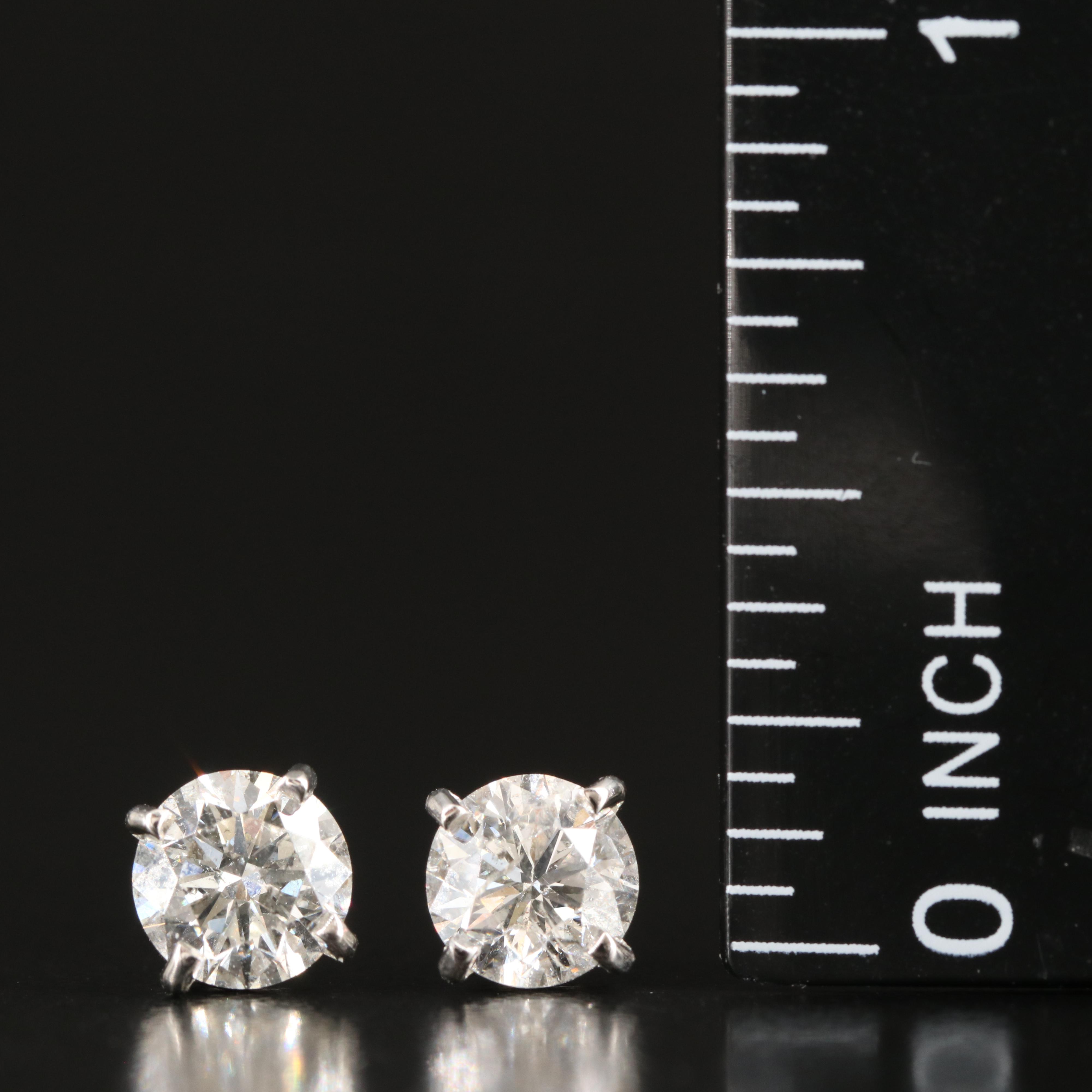 Platinum 1.80 CTW Diamond Stud Earrings with GIA eReports