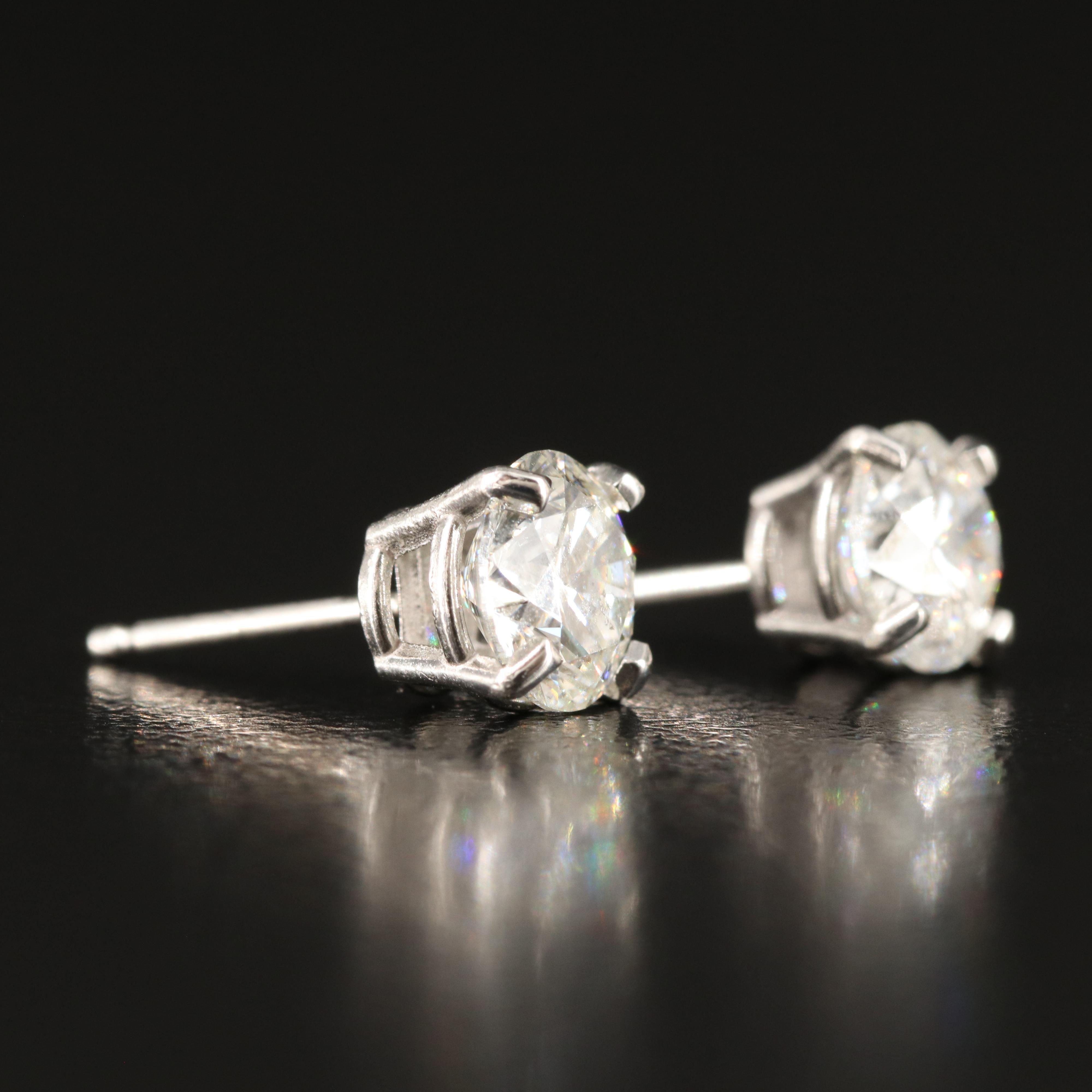 Platinum 1.80 CTW Diamond Stud Earrings with GIA eReports