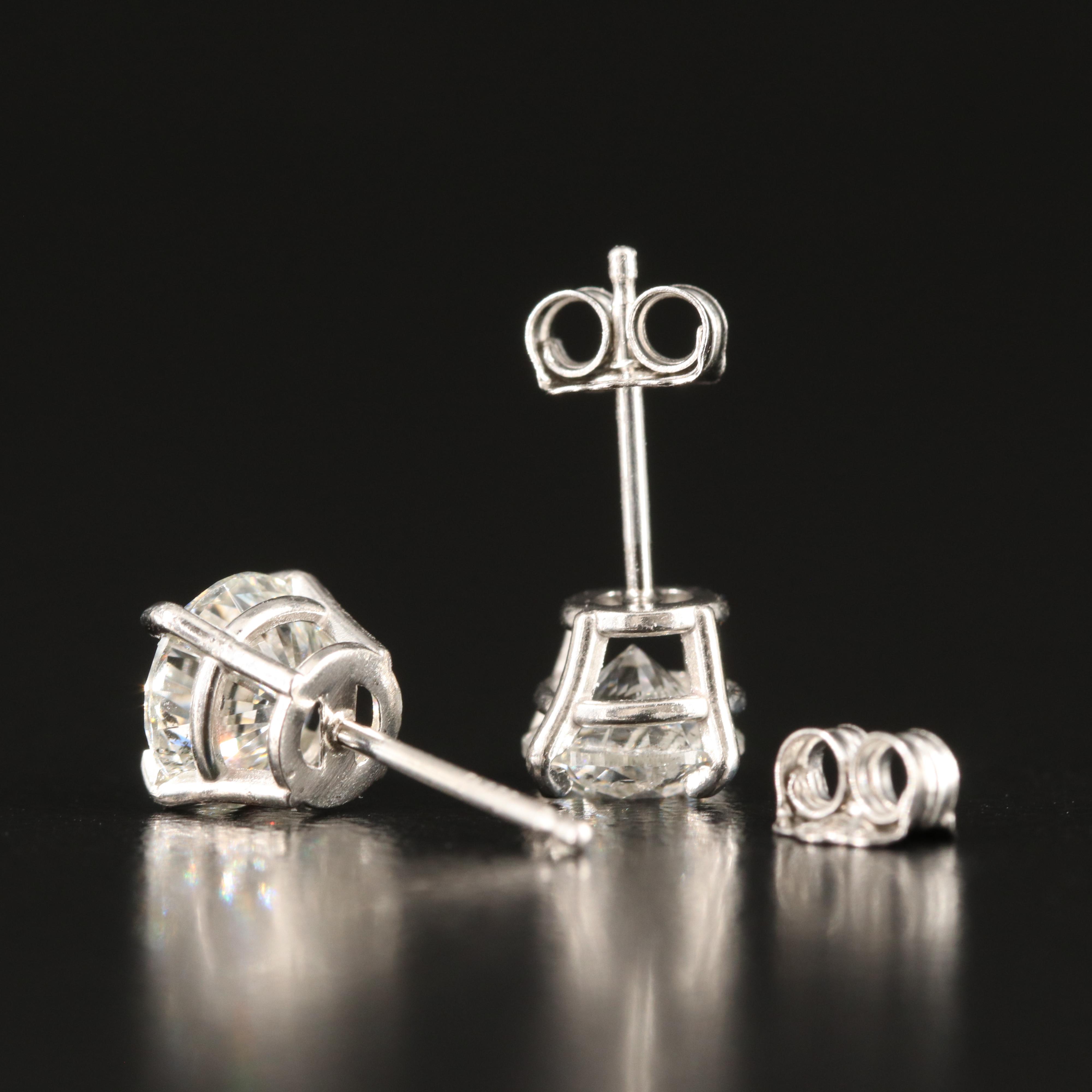 Platinum 1.80 CTW Diamond Stud Earrings with GIA eReports