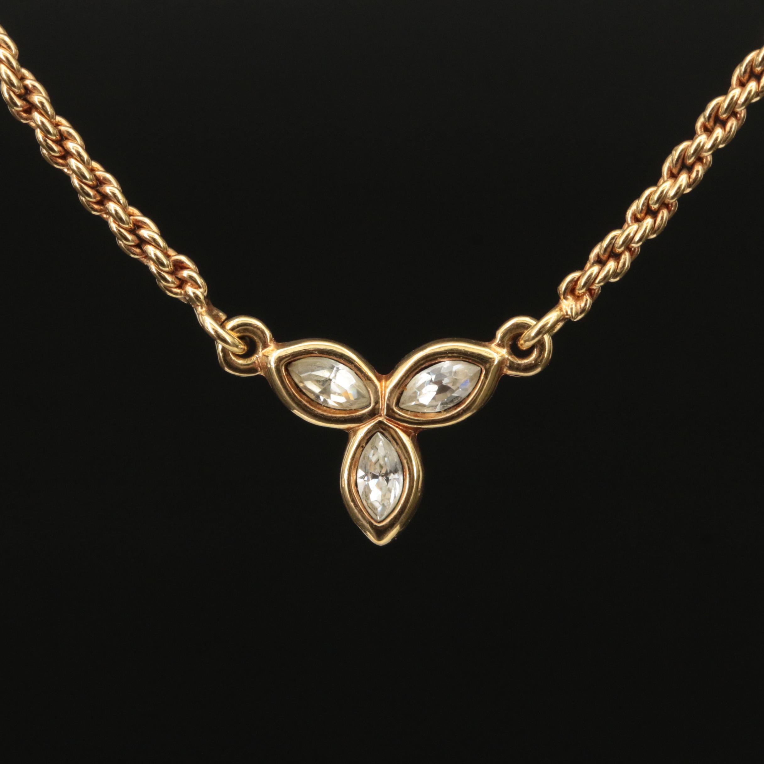 Christian Dior Rhinestone Trillium Necklace