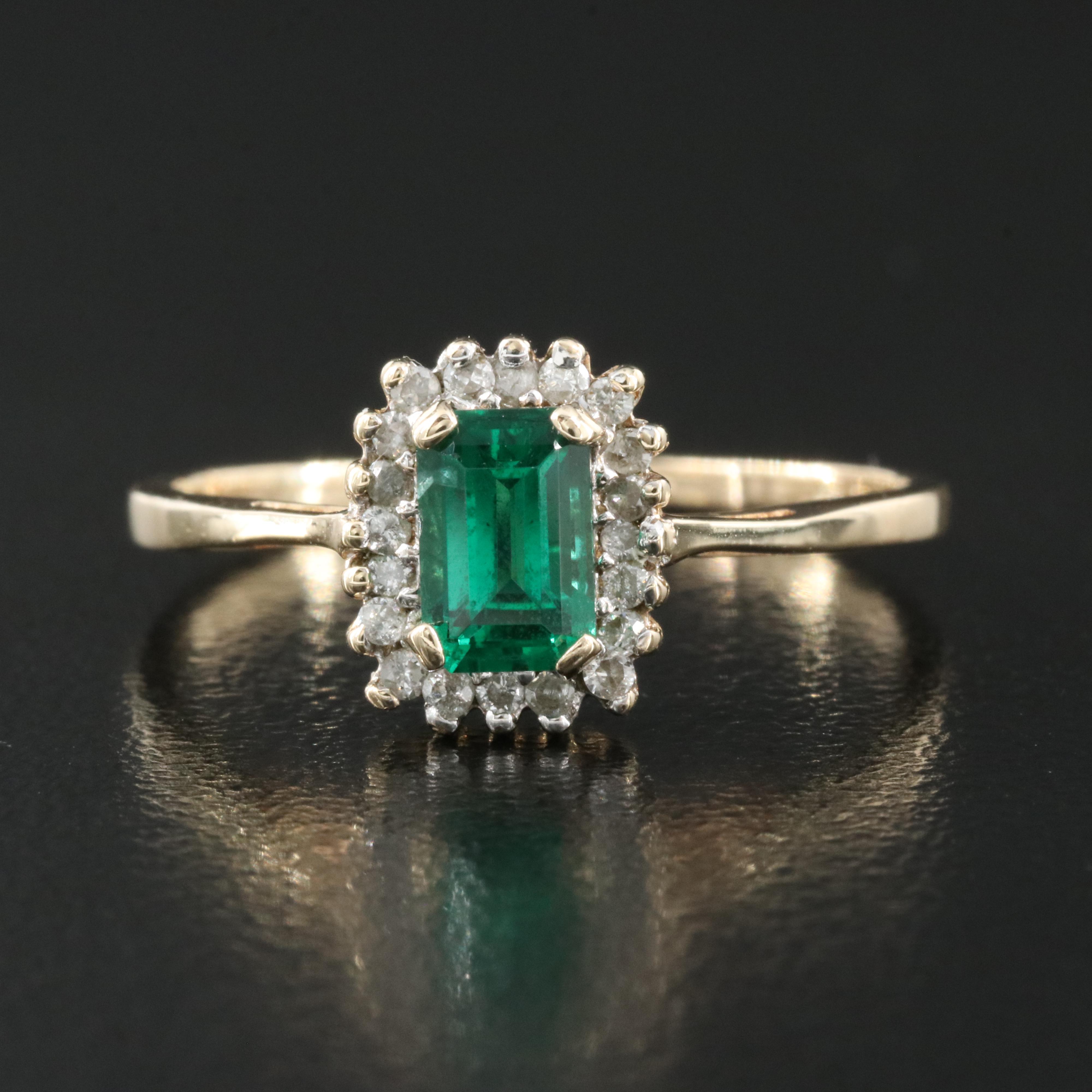 10K Emerald and Diamond Ring