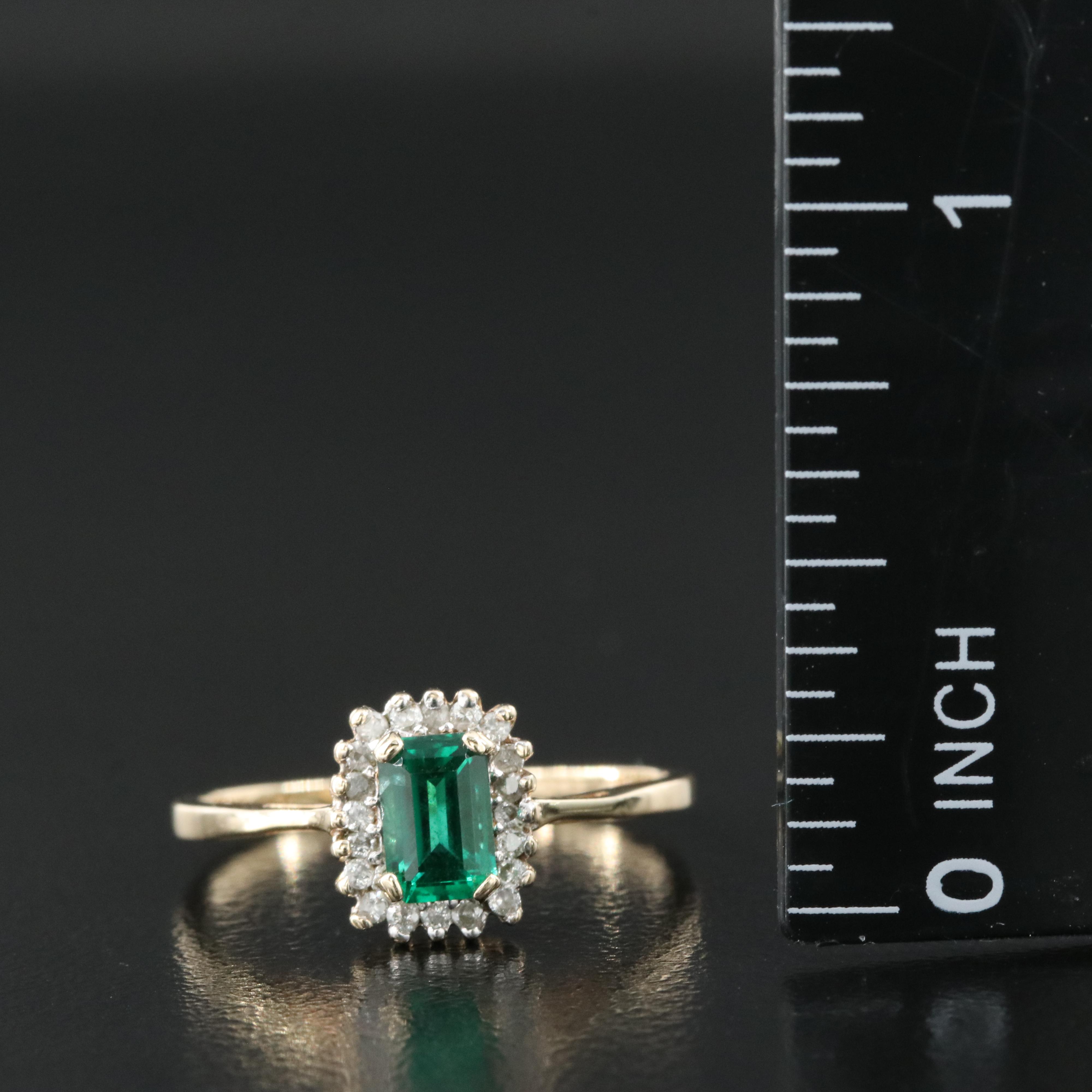 10K Emerald and Diamond Ring