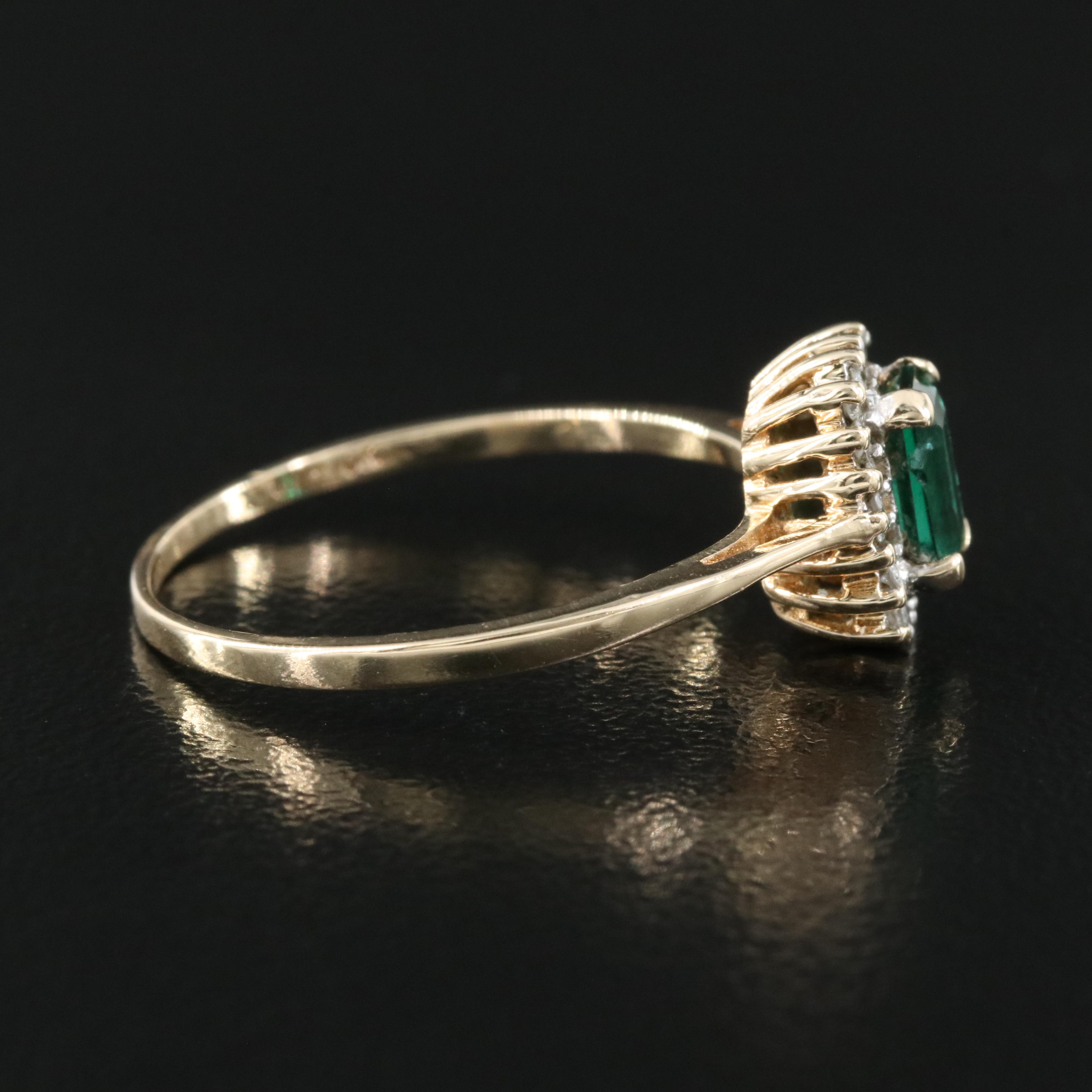 10K Emerald and Diamond Ring