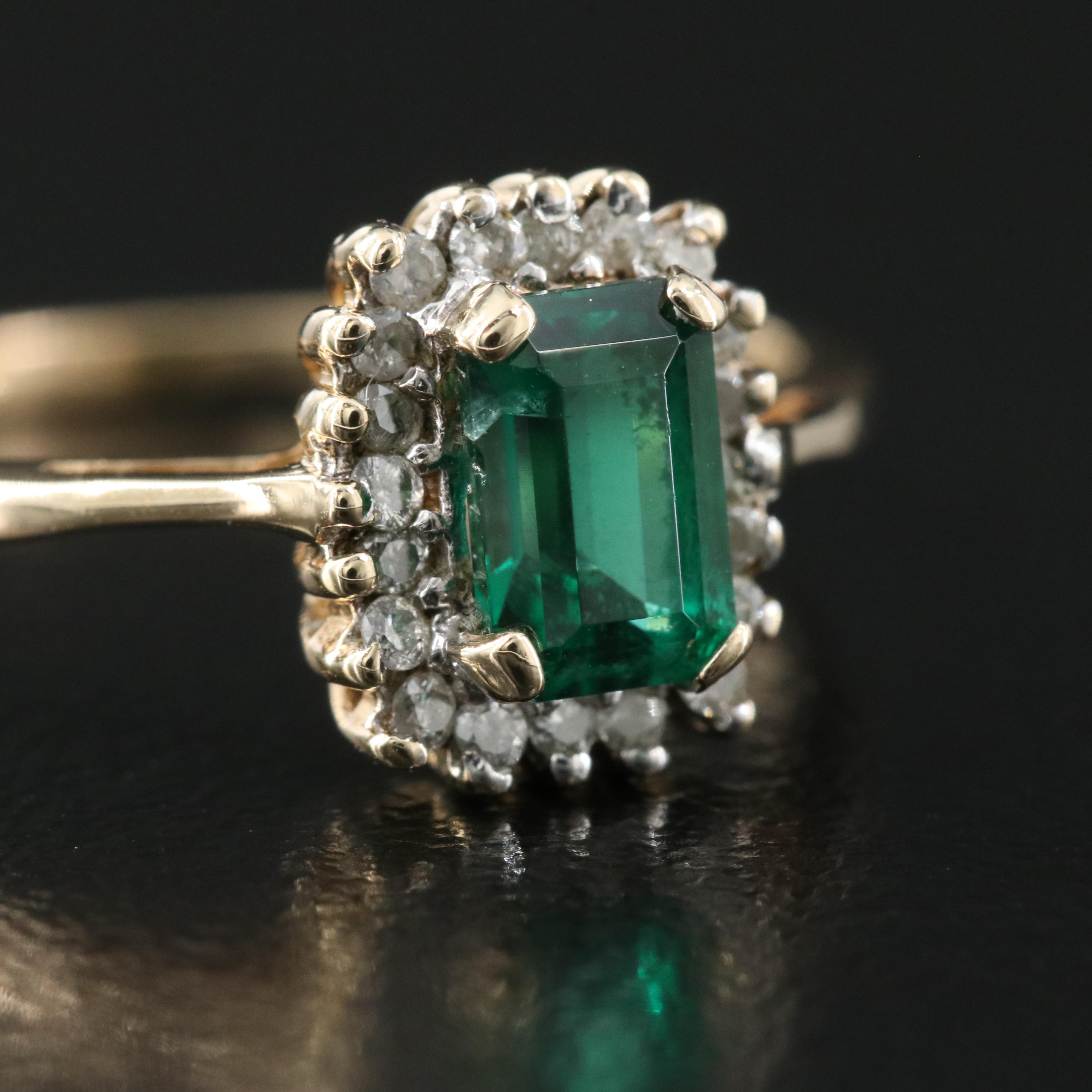 10K Emerald and Diamond Ring