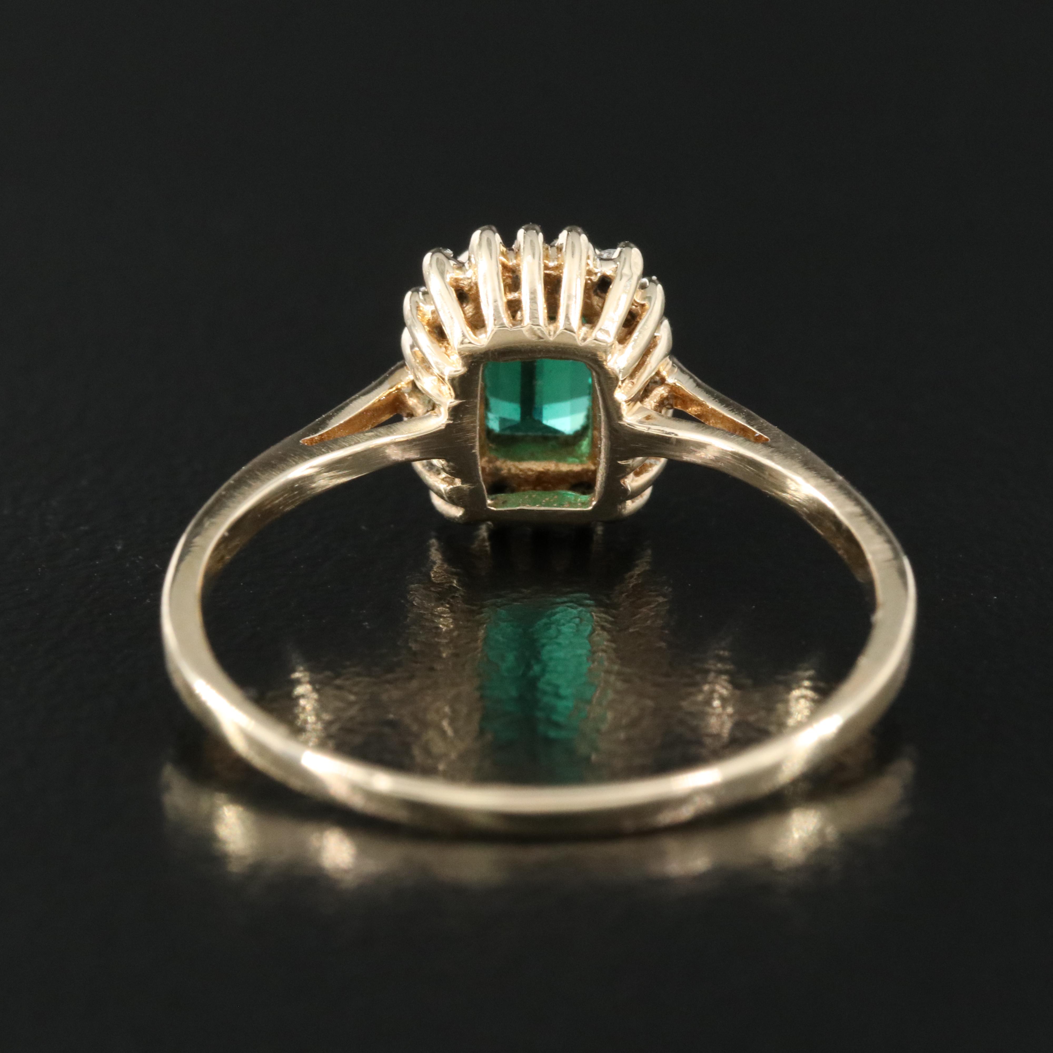 10K Emerald and Diamond Ring