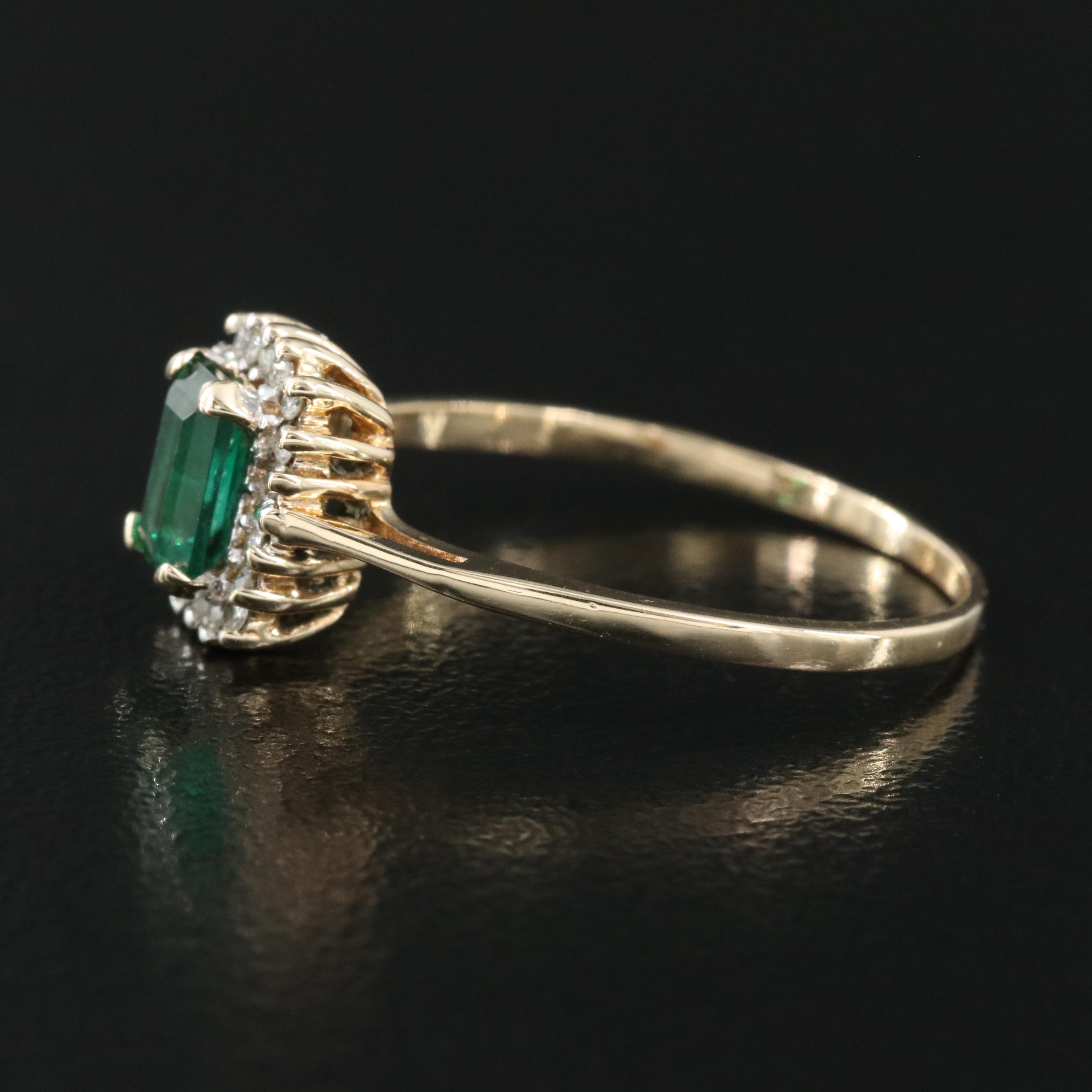 10K Emerald and Diamond Ring