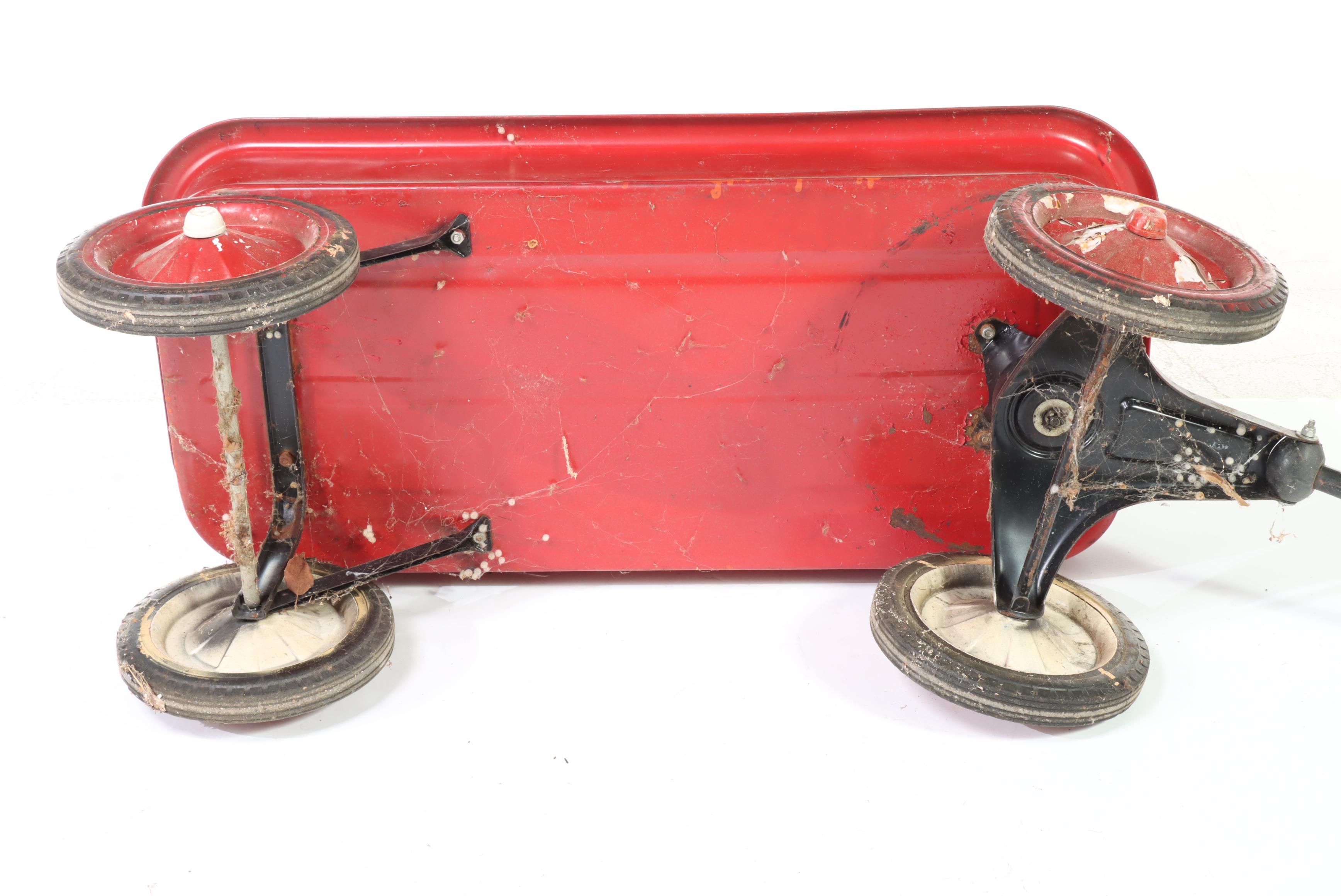 Flexible Flyer Sled with Red Radio Flyer Wagon, Vintage