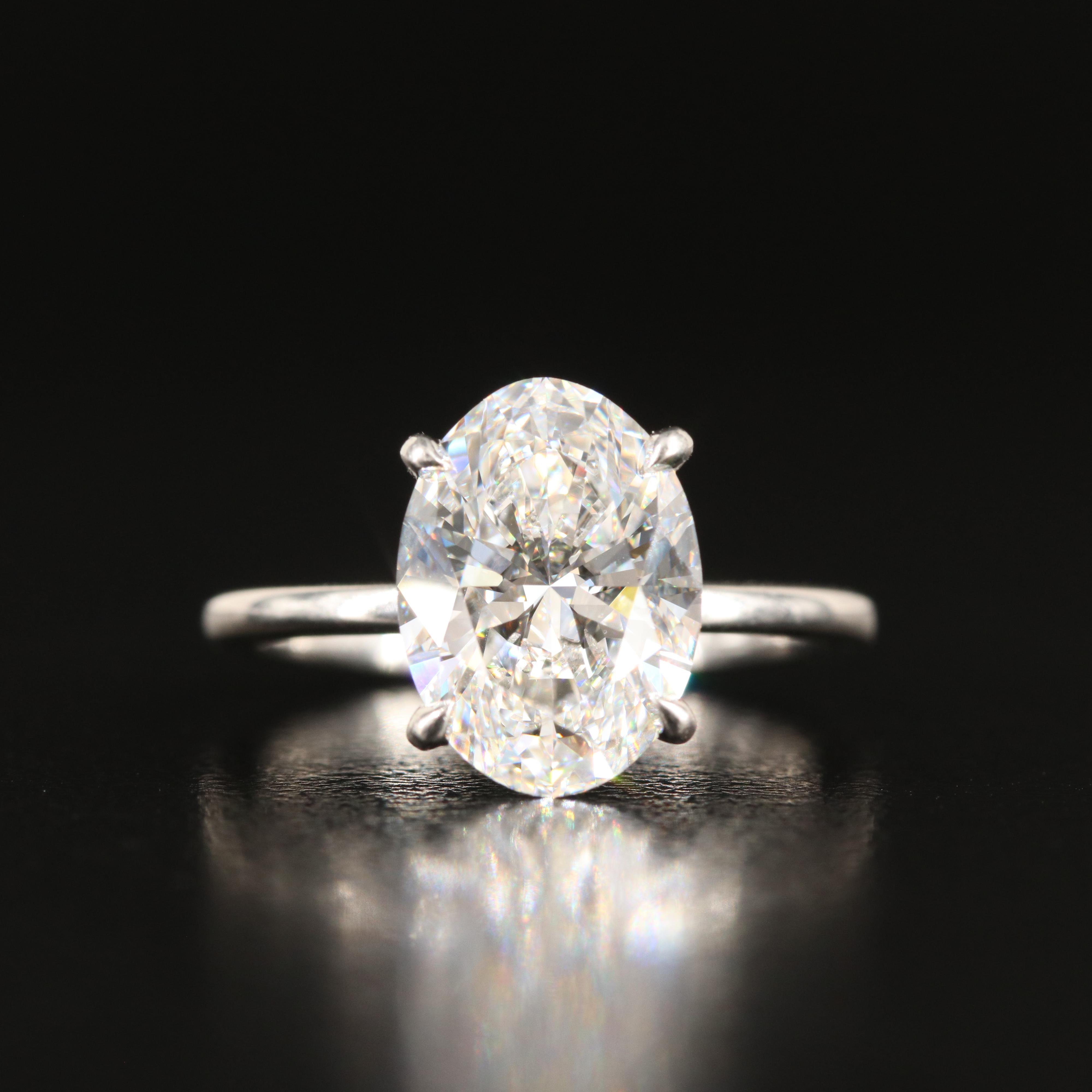 Platinum 3.19 CT Lab Grown Diamond Ring with Online Digitial GIA Report