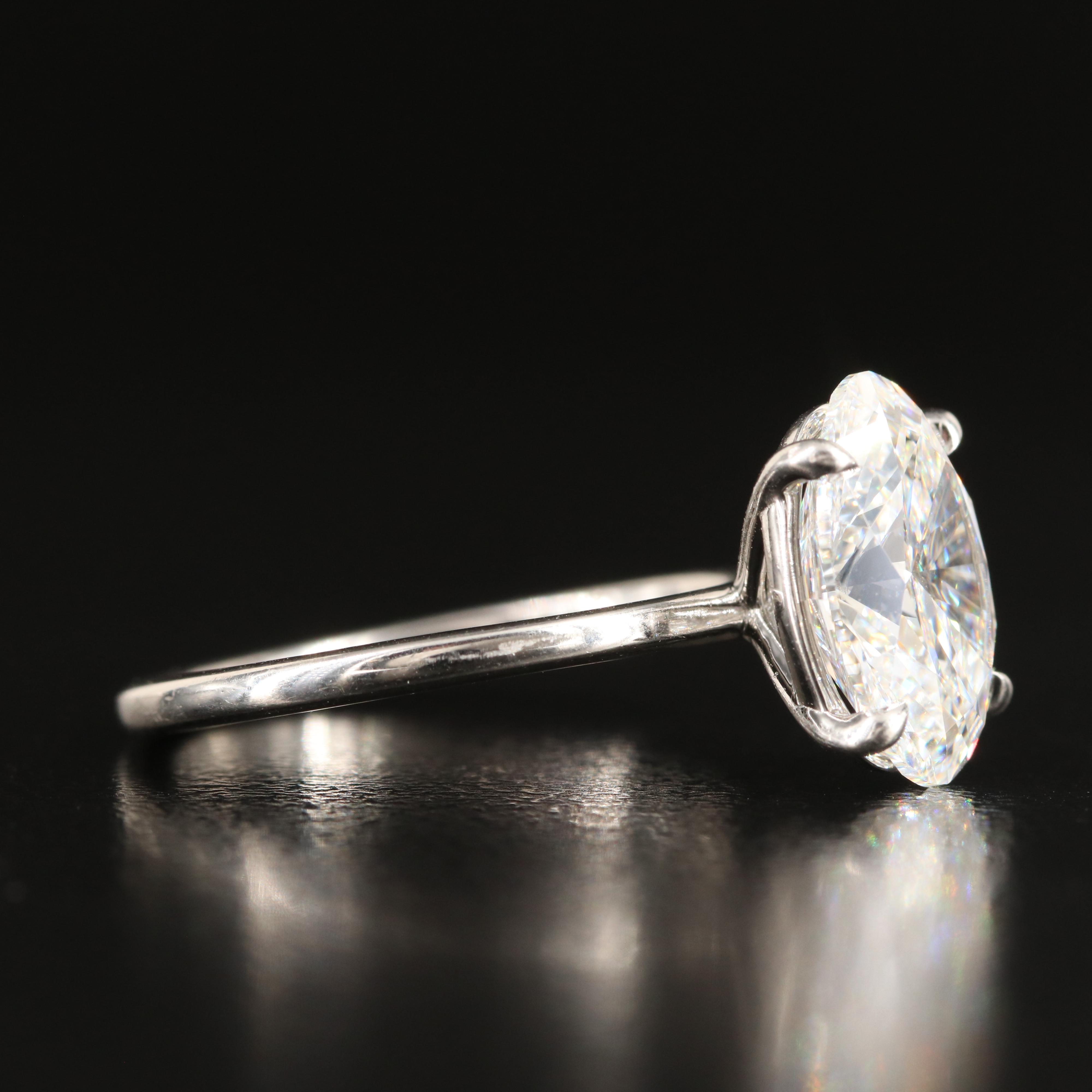 Platinum 3.19 CT Lab Grown Diamond Ring with Online Digitial GIA Report