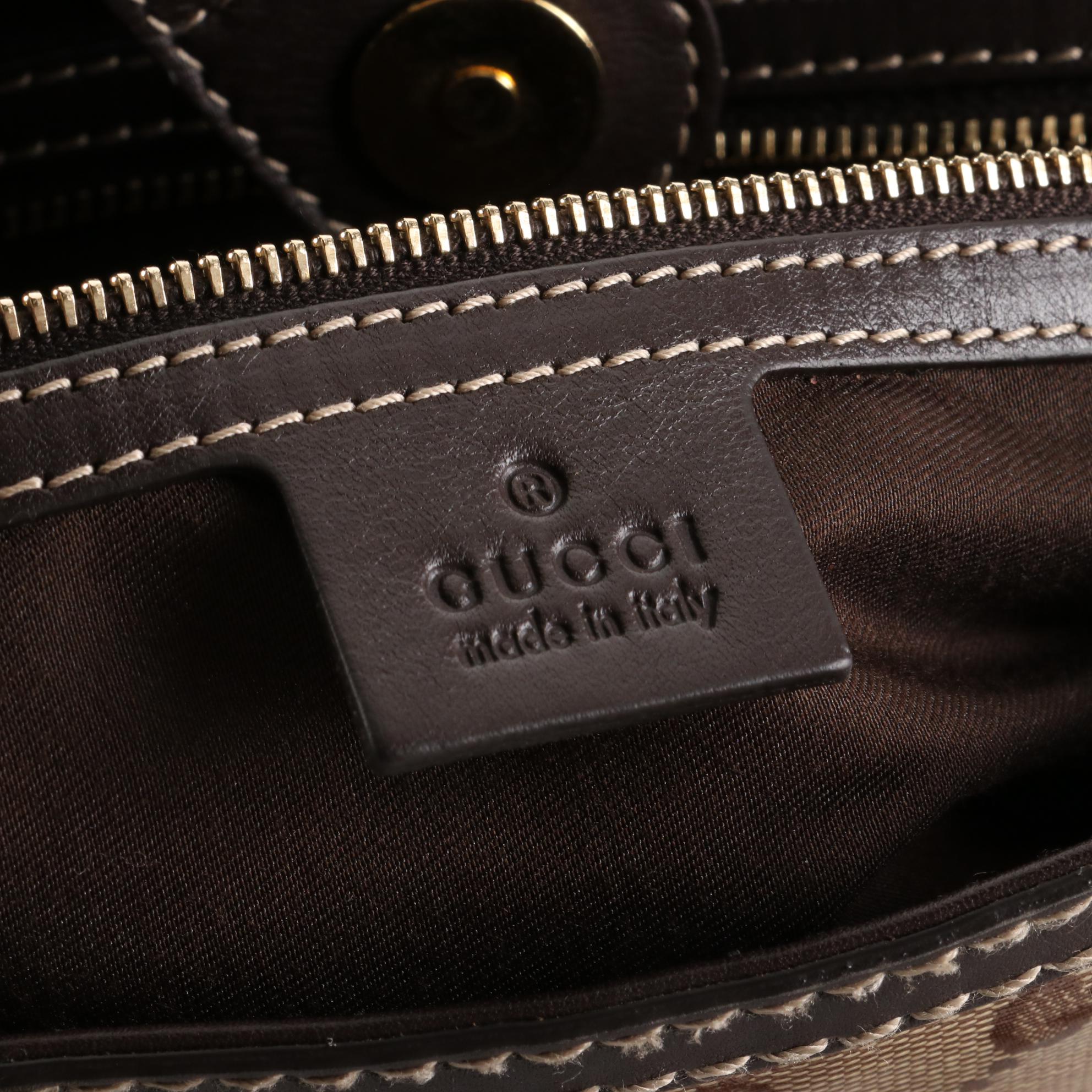 Gucci Tote Bag Crystal Mix GG Coated Canvas and Dark Brown Leather