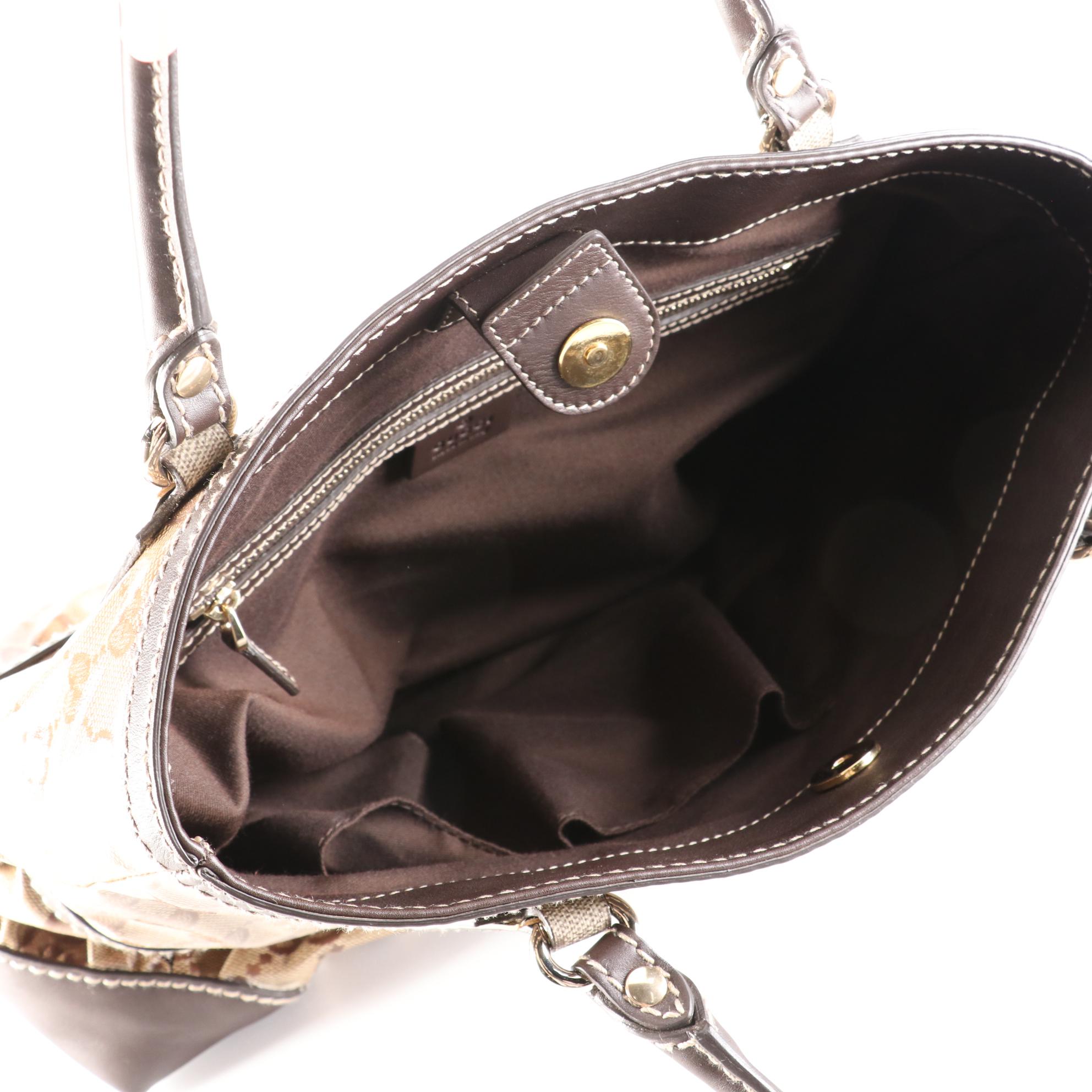 Gucci Tote Bag Crystal Mix GG Coated Canvas and Dark Brown Leather