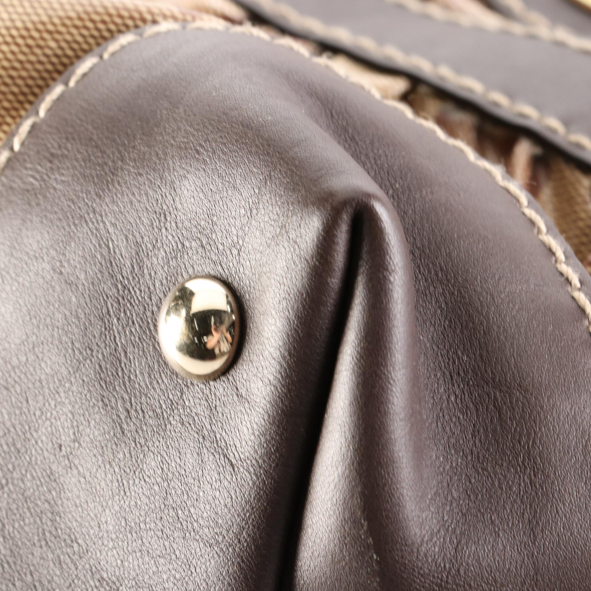 Gucci Tote Bag Crystal Mix GG Coated Canvas and Dark Brown Leather