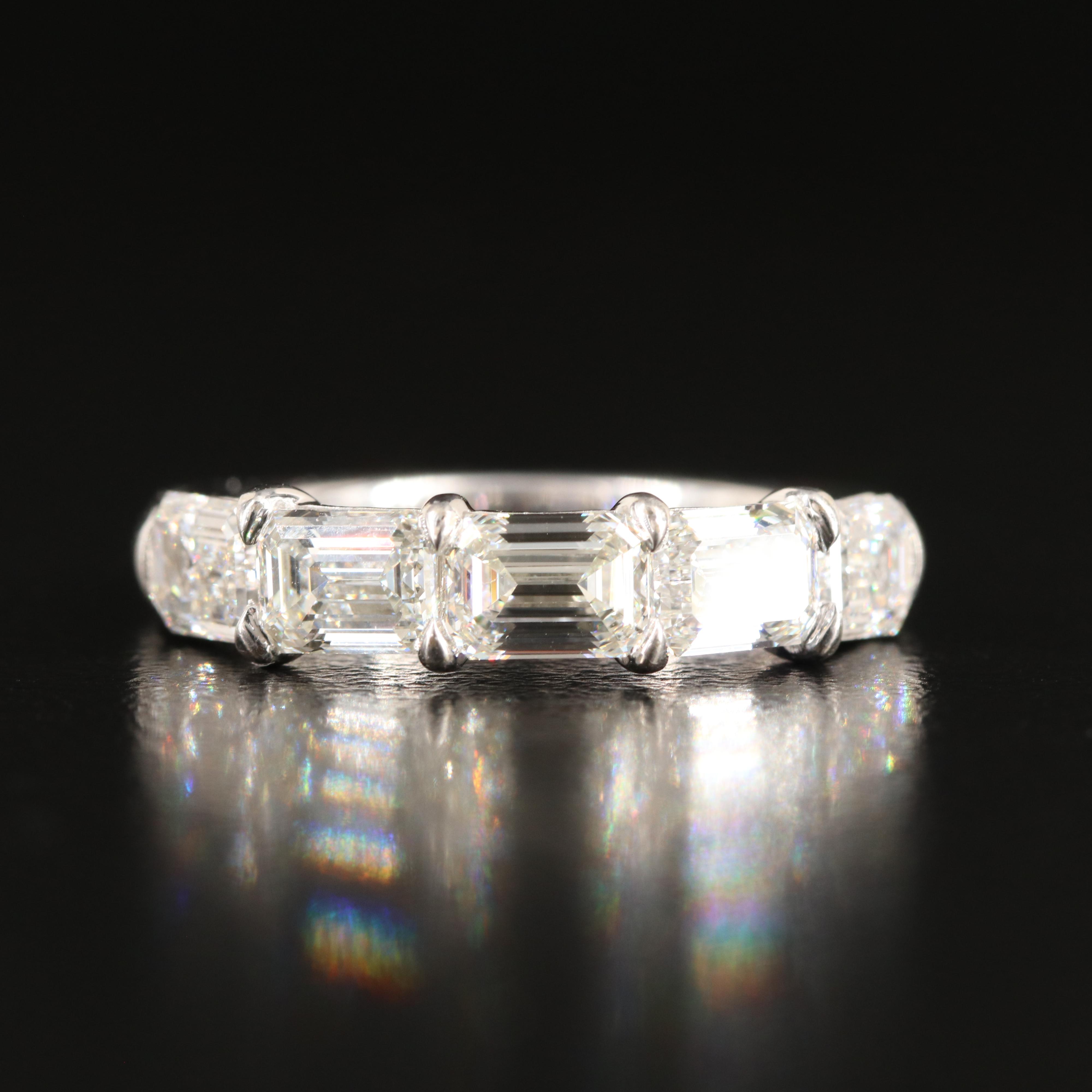 Platinum 2.47 CTW Diamond Five Stone Band Including Online Digital GIA Reports