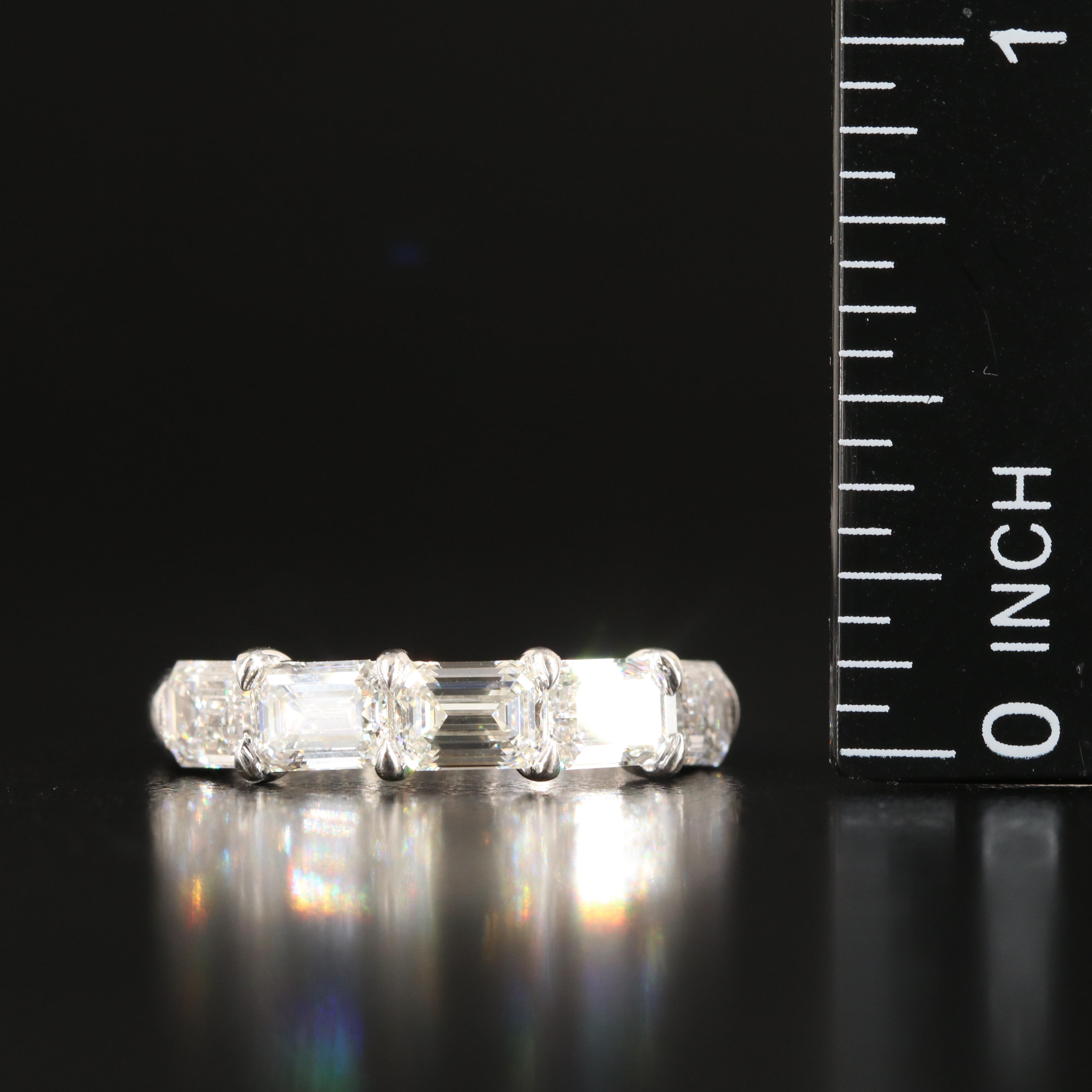 Platinum 2.47 CTW Diamond Five Stone Band Including Online Digital GIA Reports