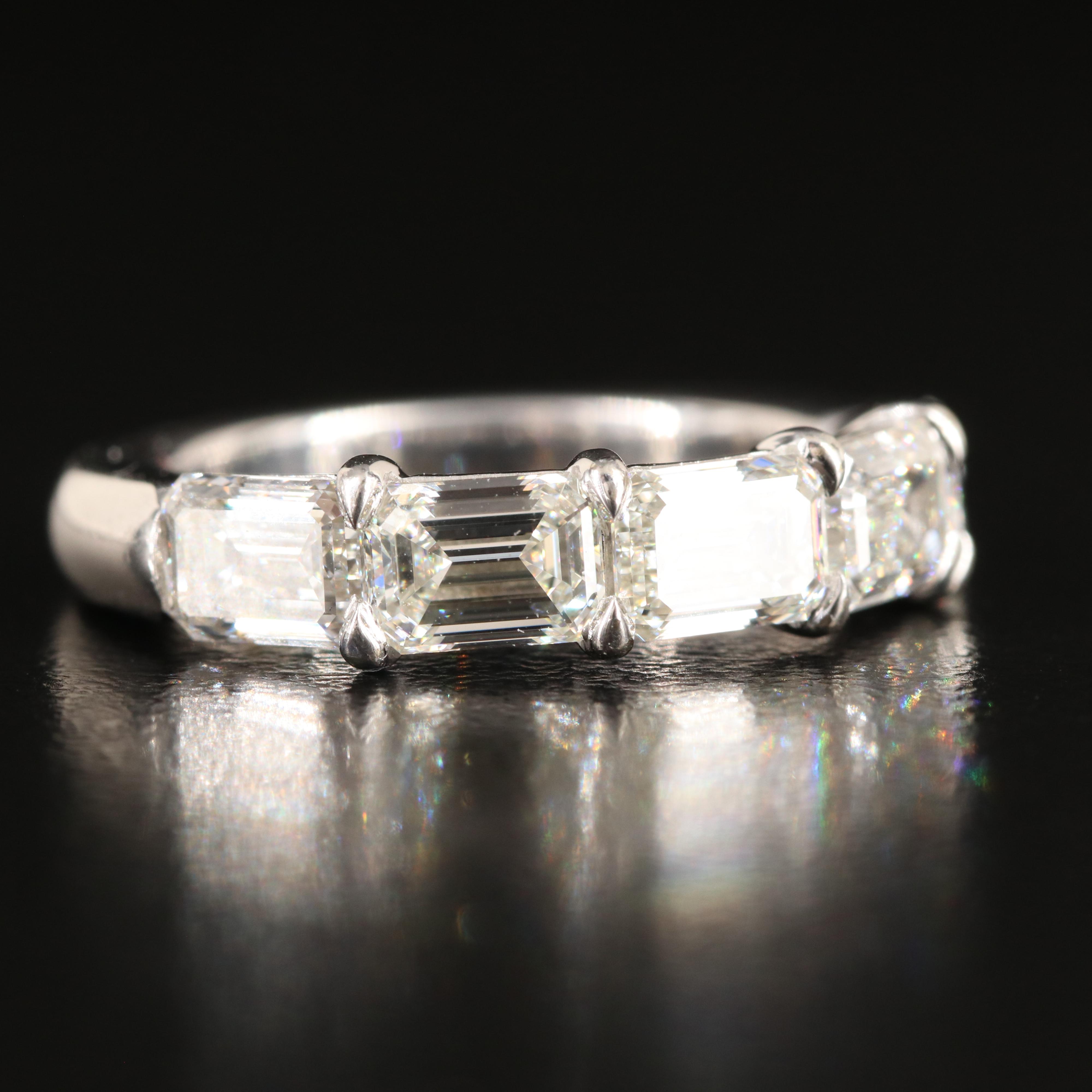 Platinum 2.47 CTW Diamond Five Stone Band Including Online Digital GIA Reports
