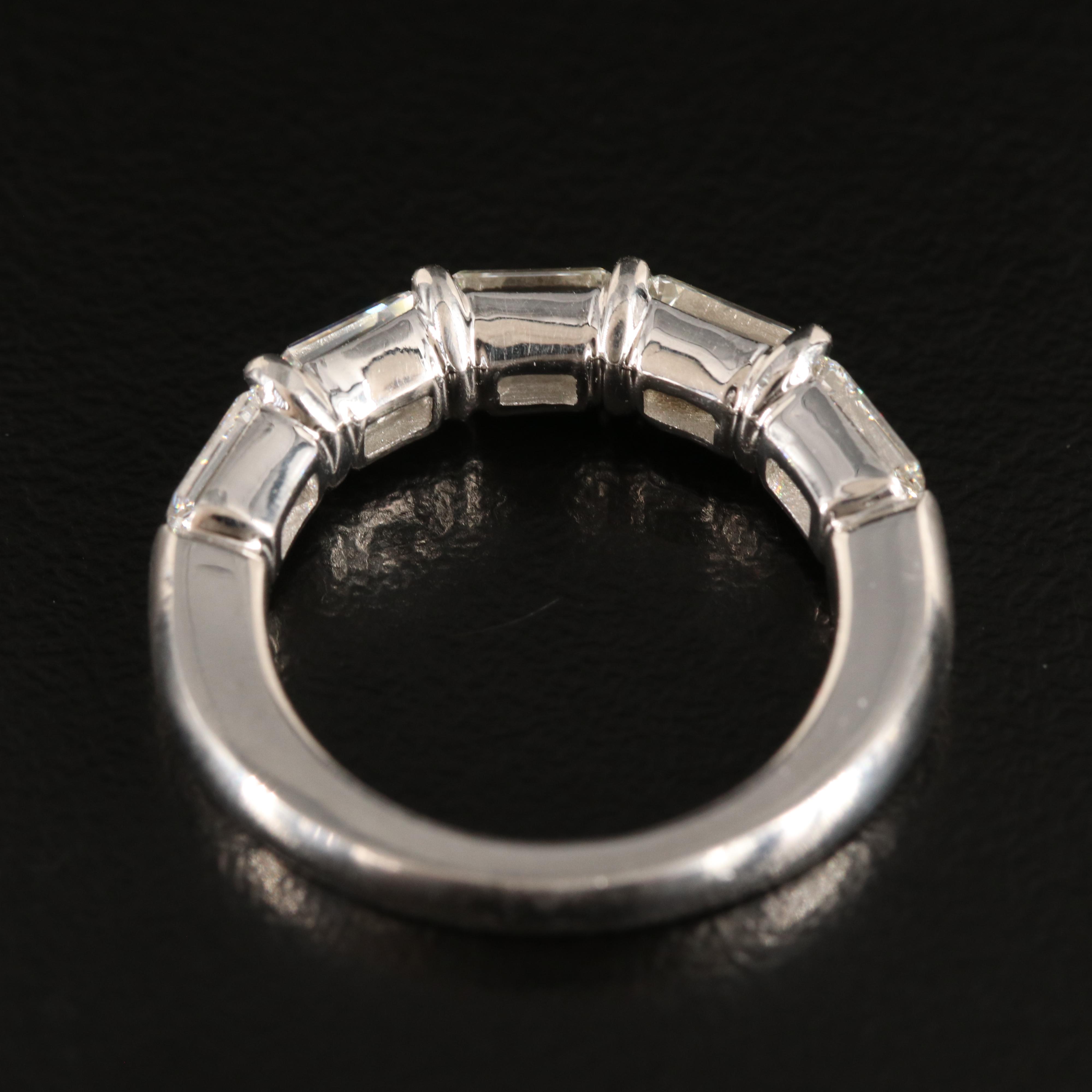 Platinum 2.47 CTW Diamond Five Stone Band Including Online Digital GIA Reports