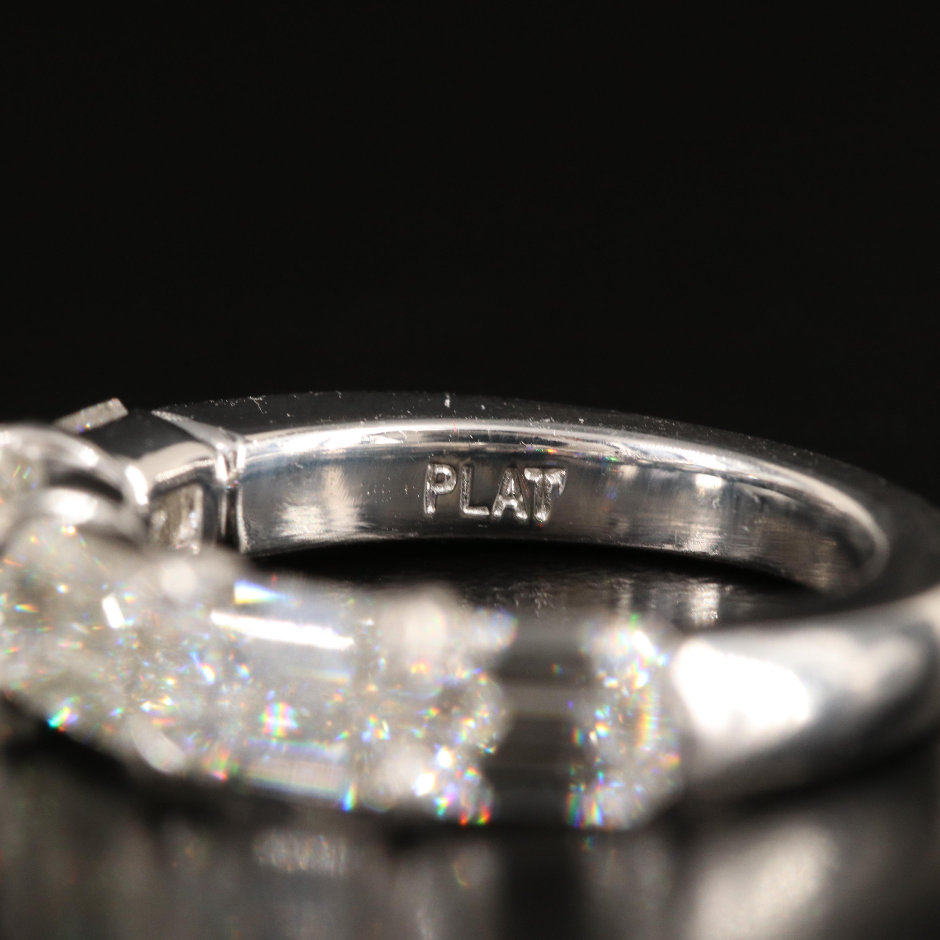 Platinum 2.47 CTW Diamond Five Stone Band Including Online Digital GIA Reports