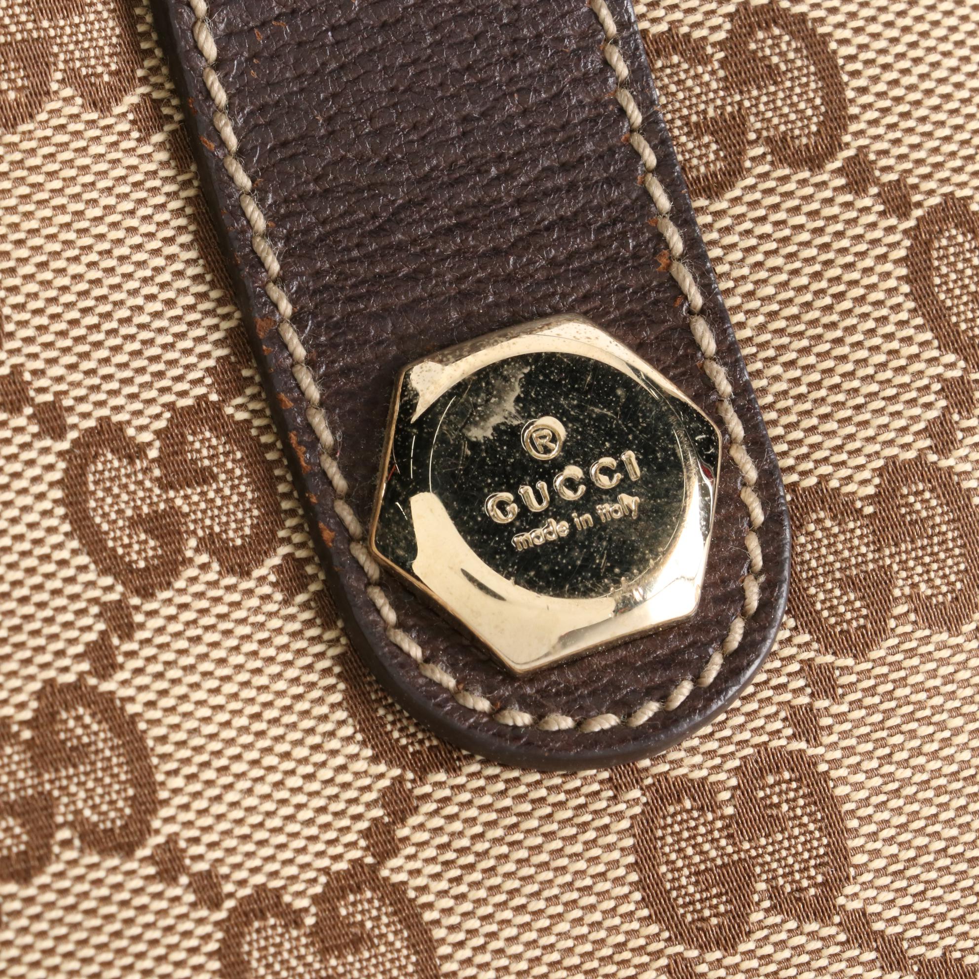 Gucci Charmy Shoulder Bag in GG Canvas and Cinghiale Leather