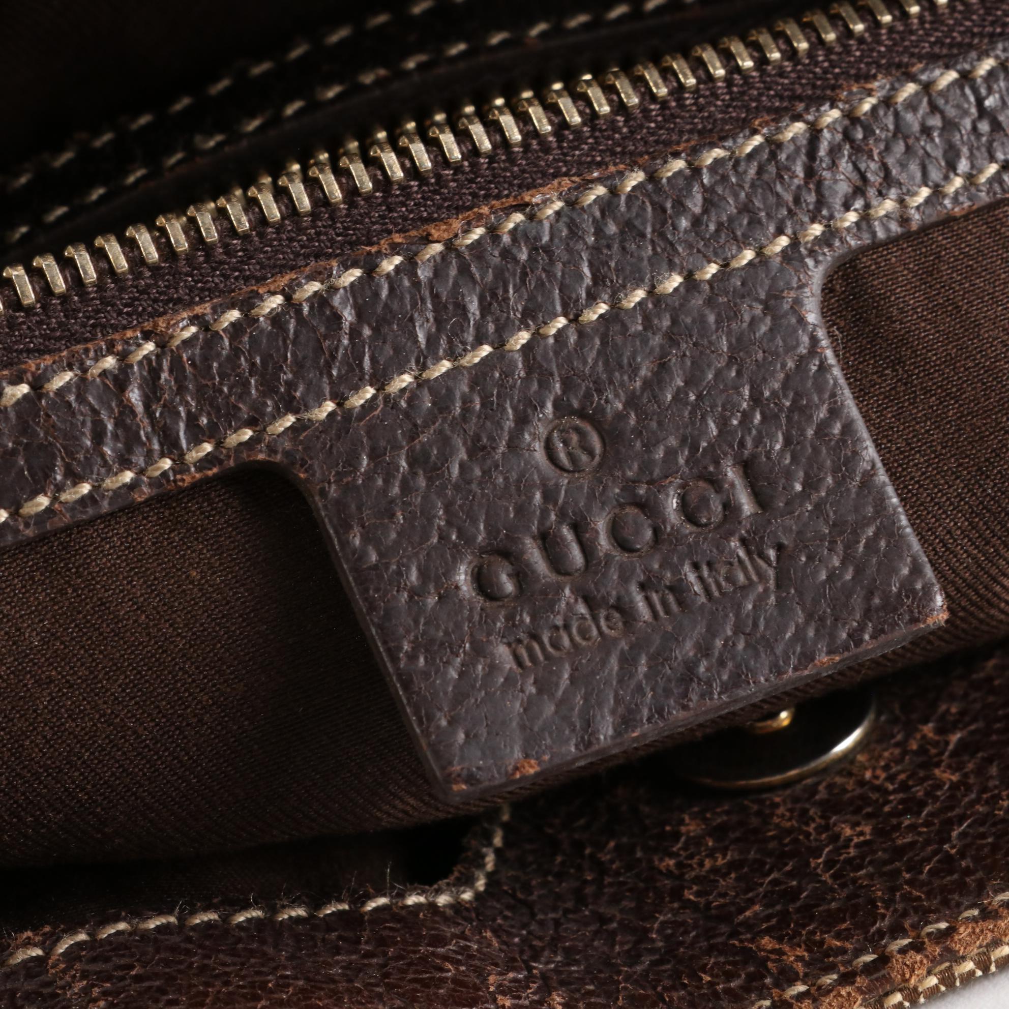 Gucci Charmy Shoulder Bag in GG Canvas and Cinghiale Leather