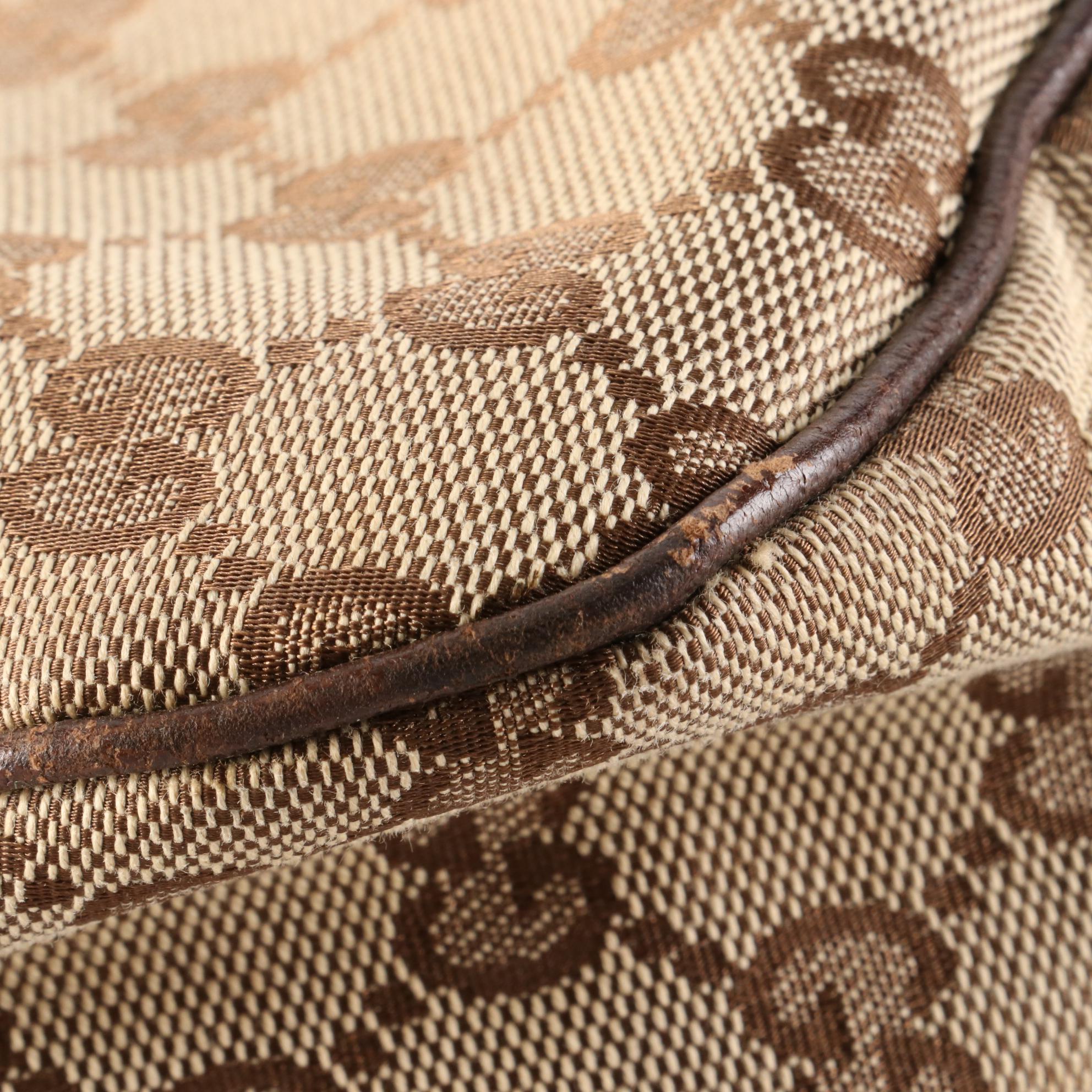 Gucci Charmy Shoulder Bag in GG Canvas and Cinghiale Leather