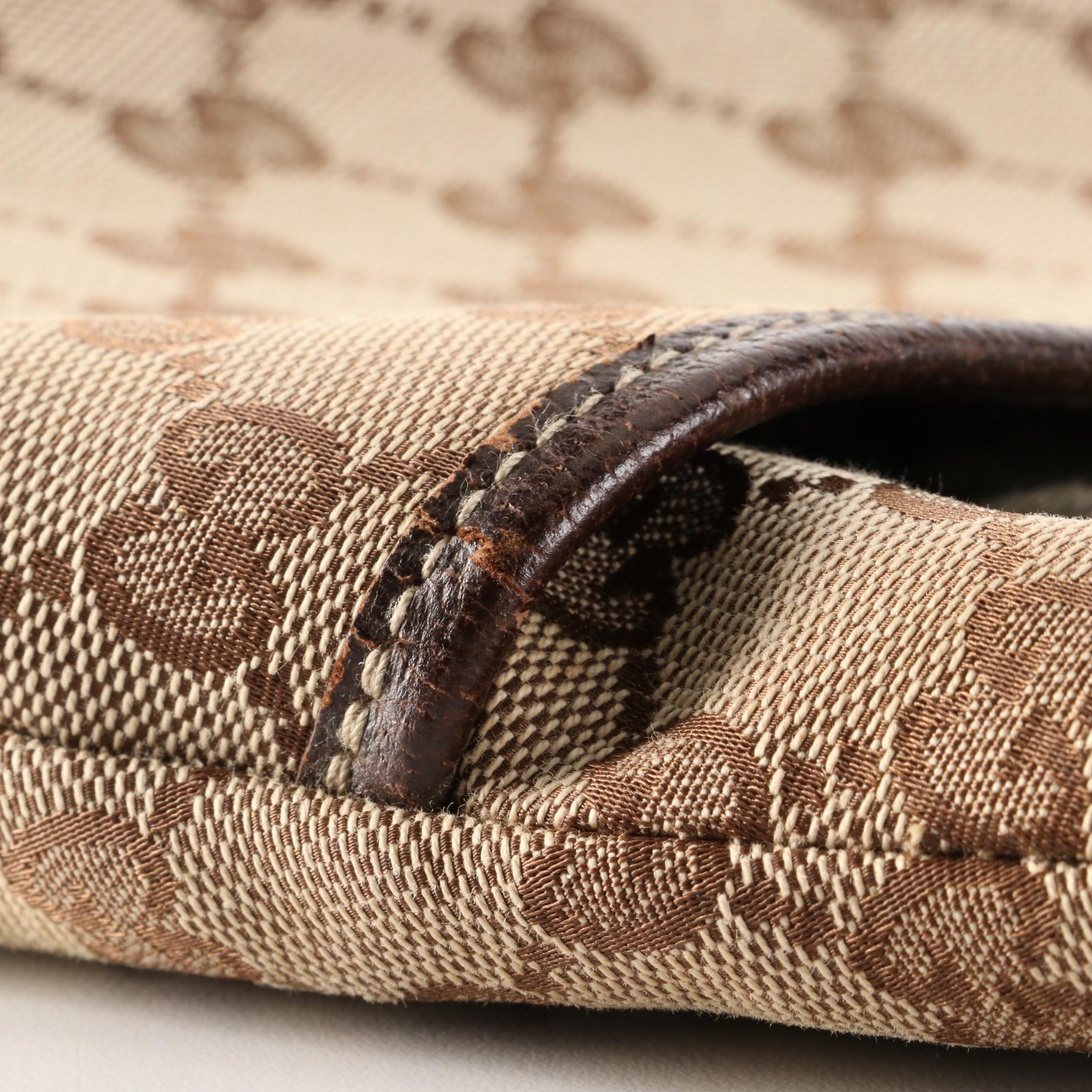 Gucci Charmy Shoulder Bag in GG Canvas and Cinghiale Leather