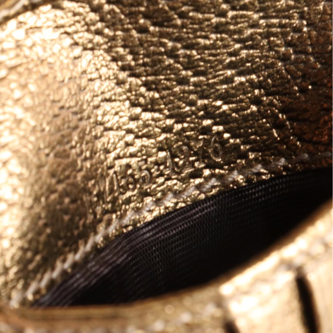 Gucci Princy Compact Wallet in GG Canvas and Metallic Cinghiale Leather