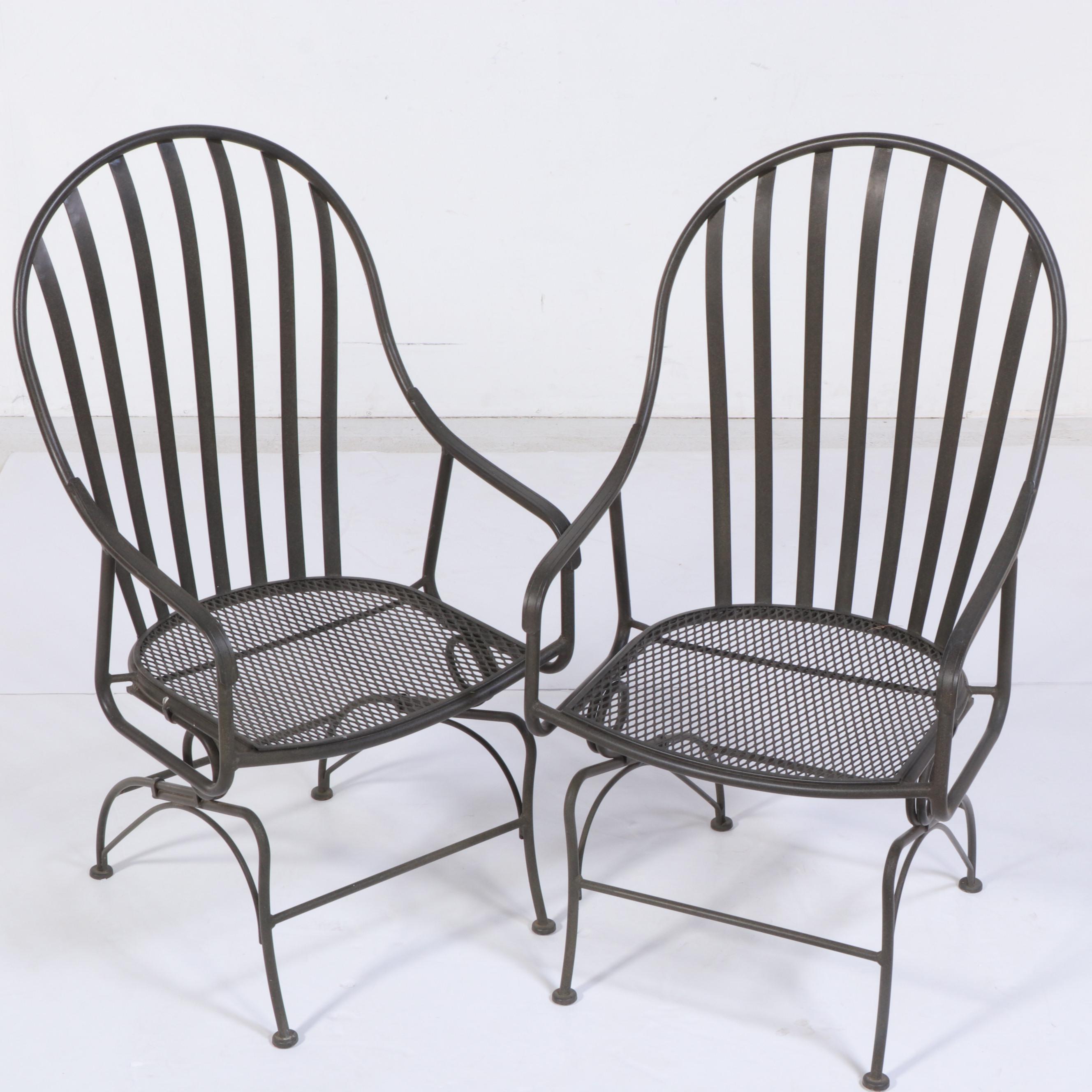 Three-Piece Powder-Coated Iron and Wire Mesh Patio Lounge Set