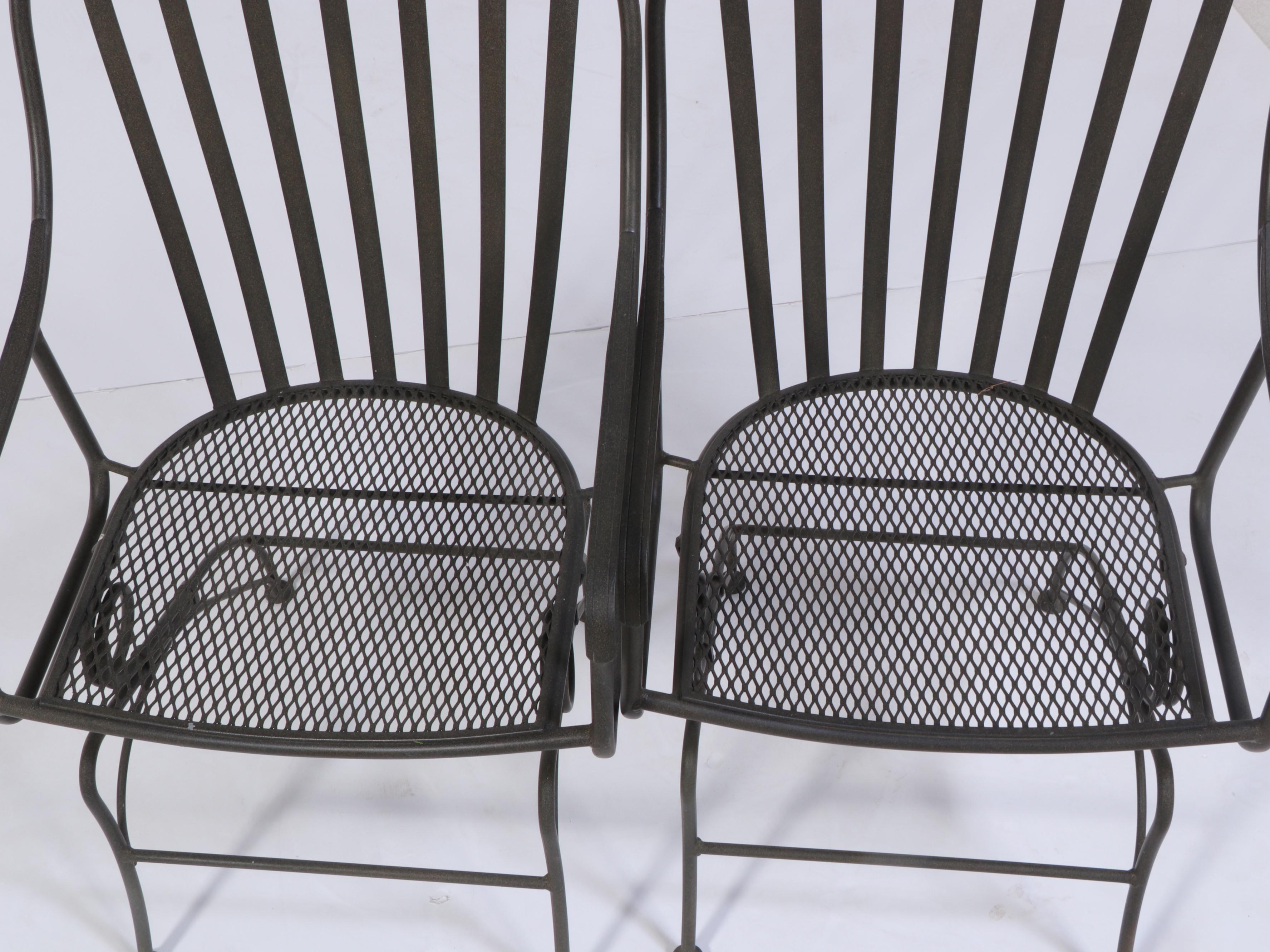 Three-Piece Powder-Coated Iron and Wire Mesh Patio Lounge Set