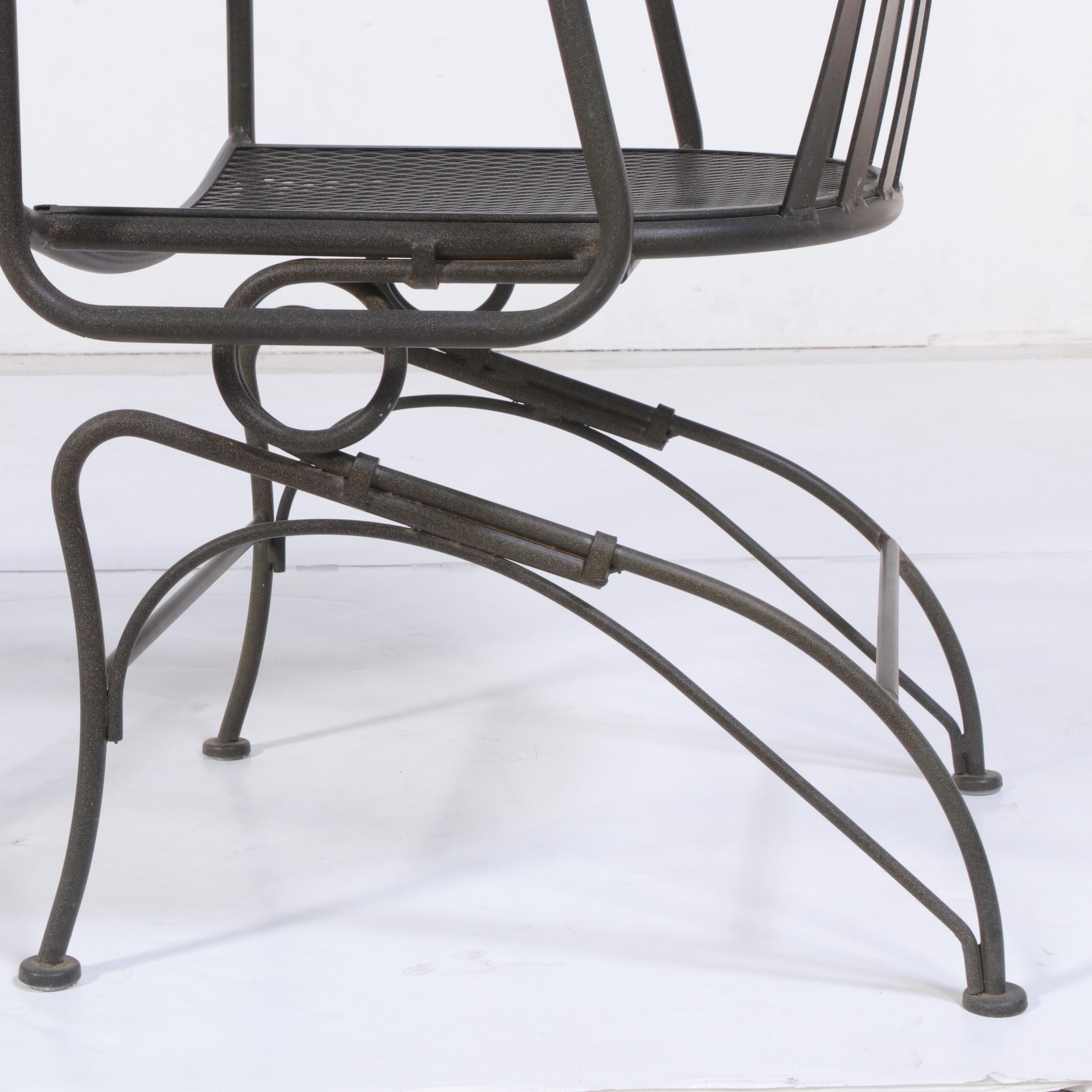 Three-Piece Powder-Coated Iron and Wire Mesh Patio Lounge Set