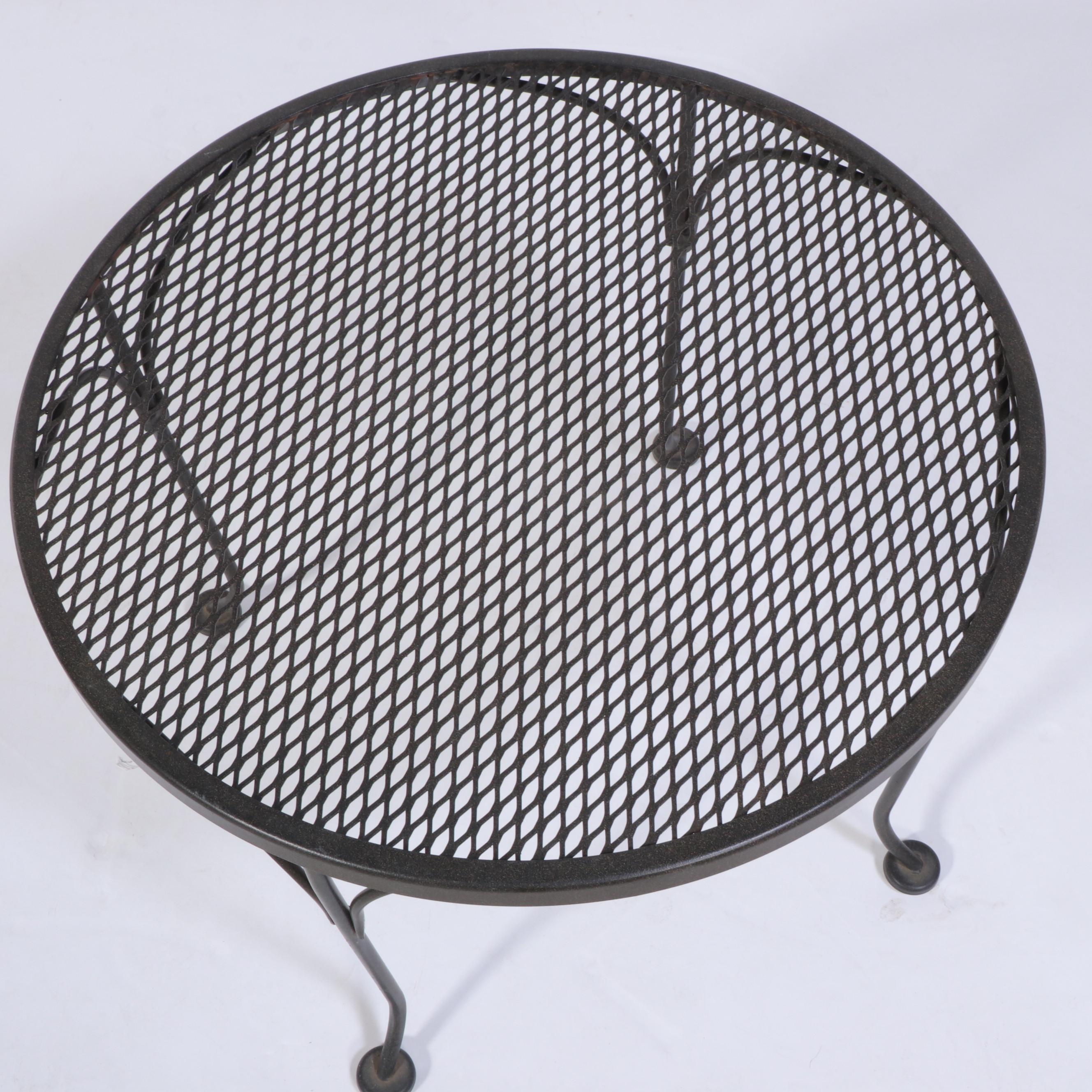 Three-Piece Powder-Coated Iron and Wire Mesh Patio Lounge Set