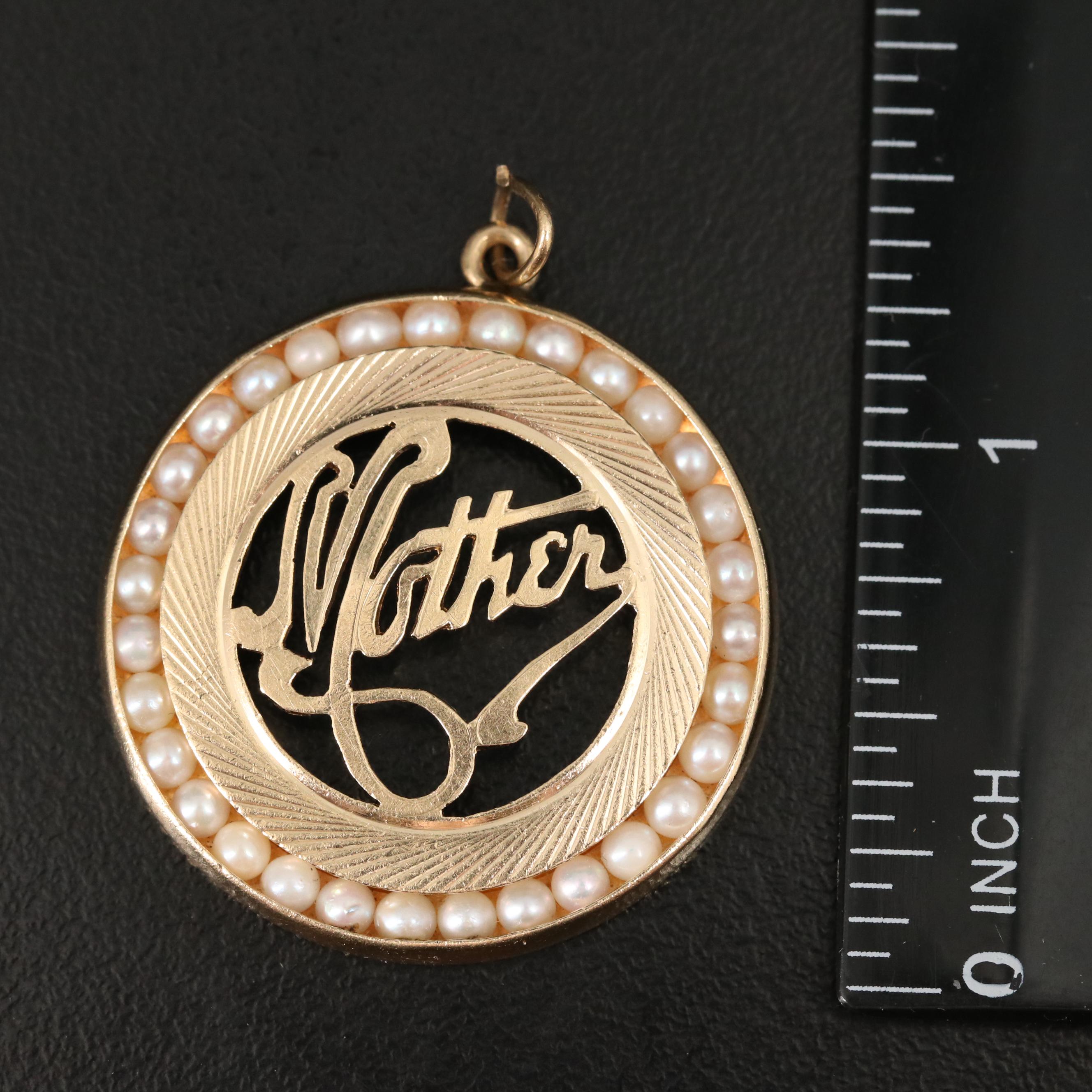 Vintage 14K "Mother" Pearl Pendant