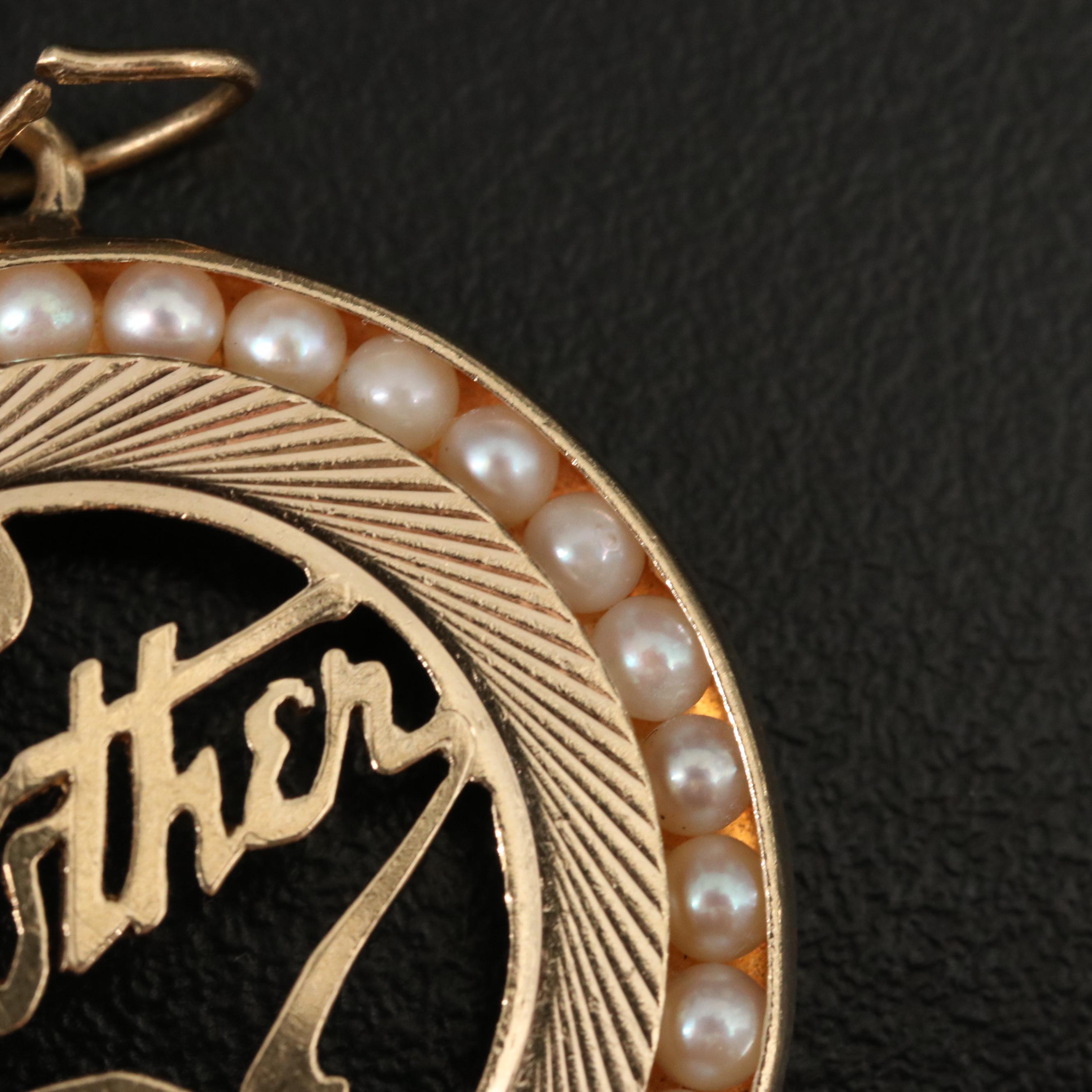 Vintage 14K "Mother" Pearl Pendant