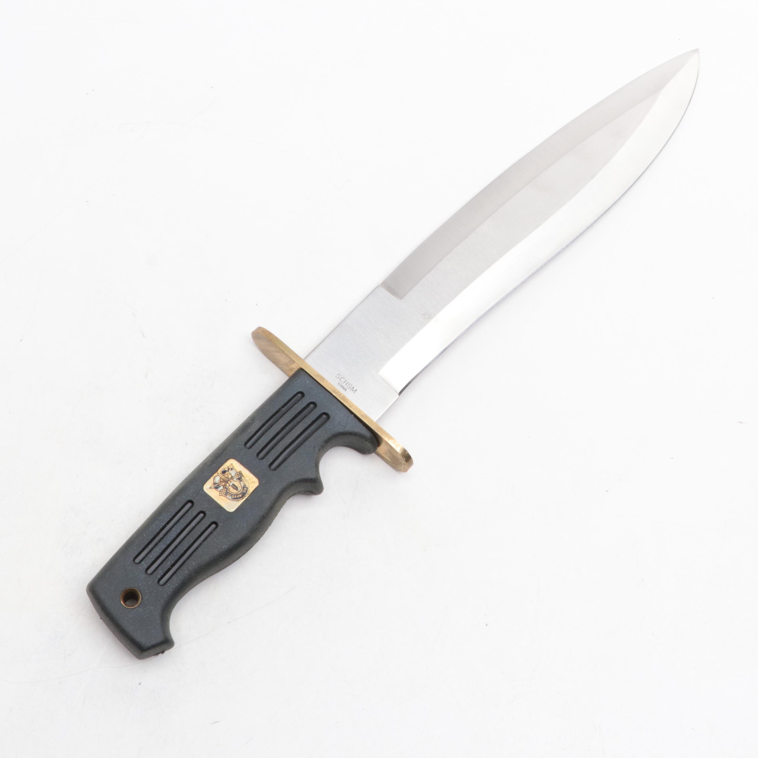 Schrade Tough Rubber-Handled Small Machete with Leather Scabbard