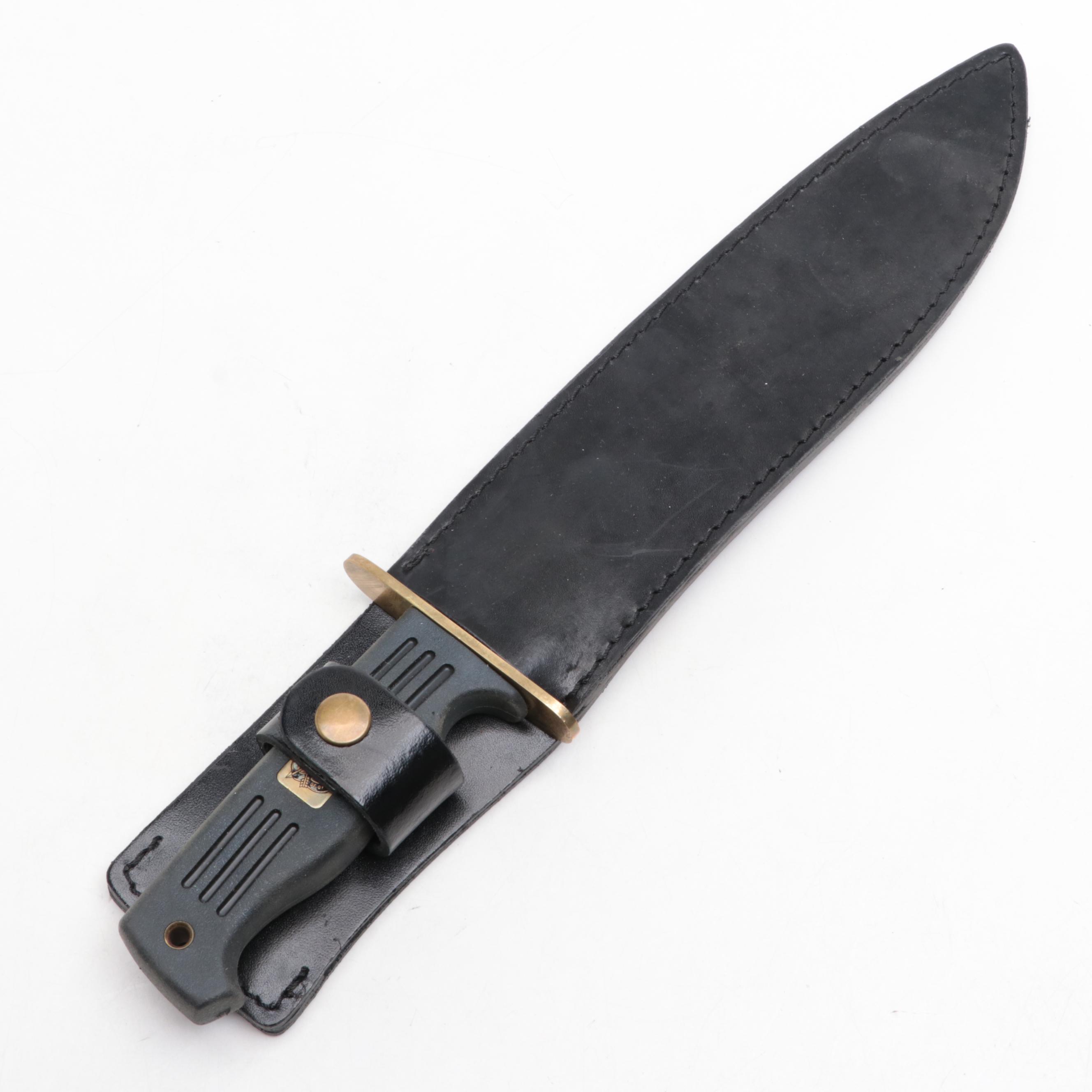 Schrade Tough Rubber-Handled Small Machete with Leather Scabbard