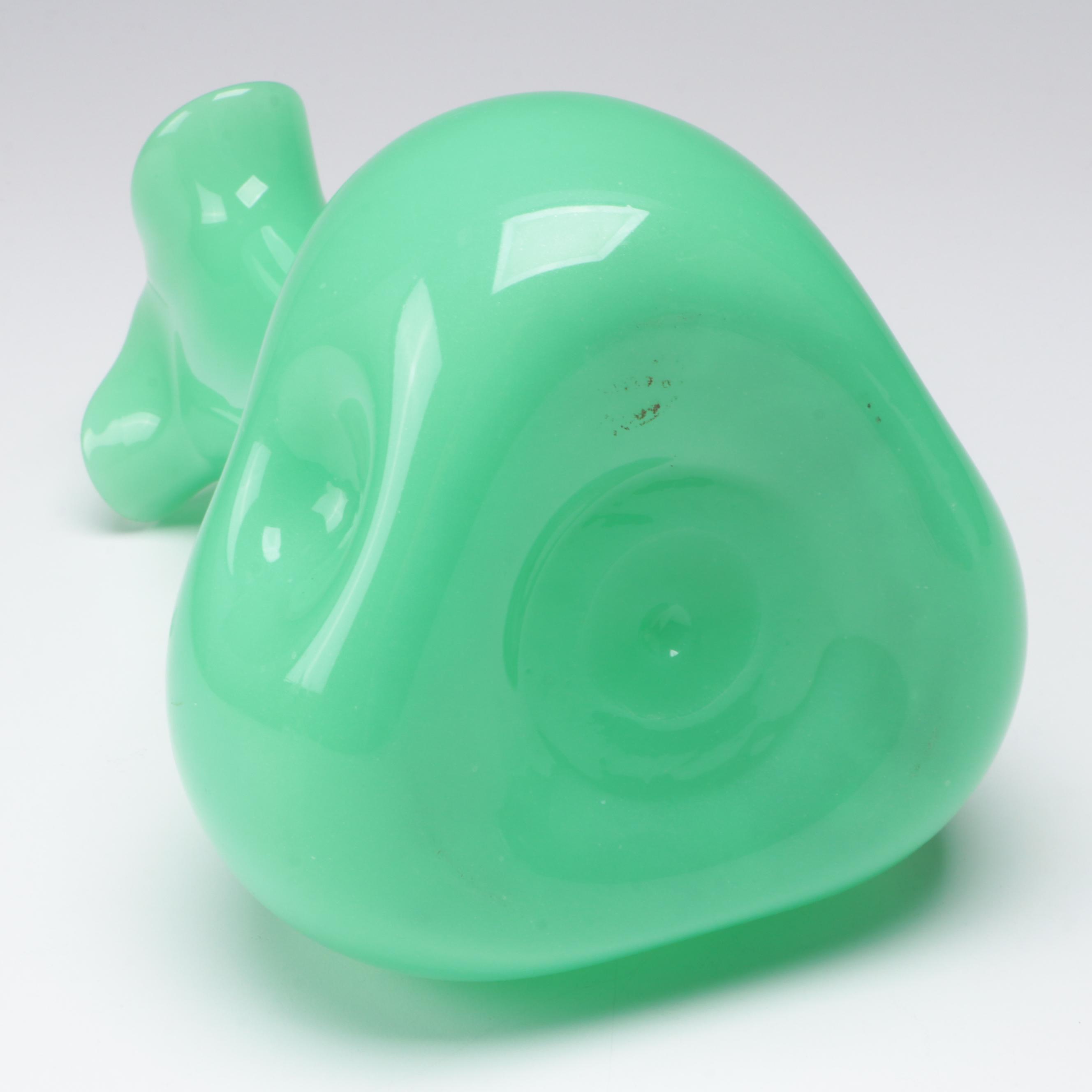 Handmade Uranium Jadite Art Glass Vase