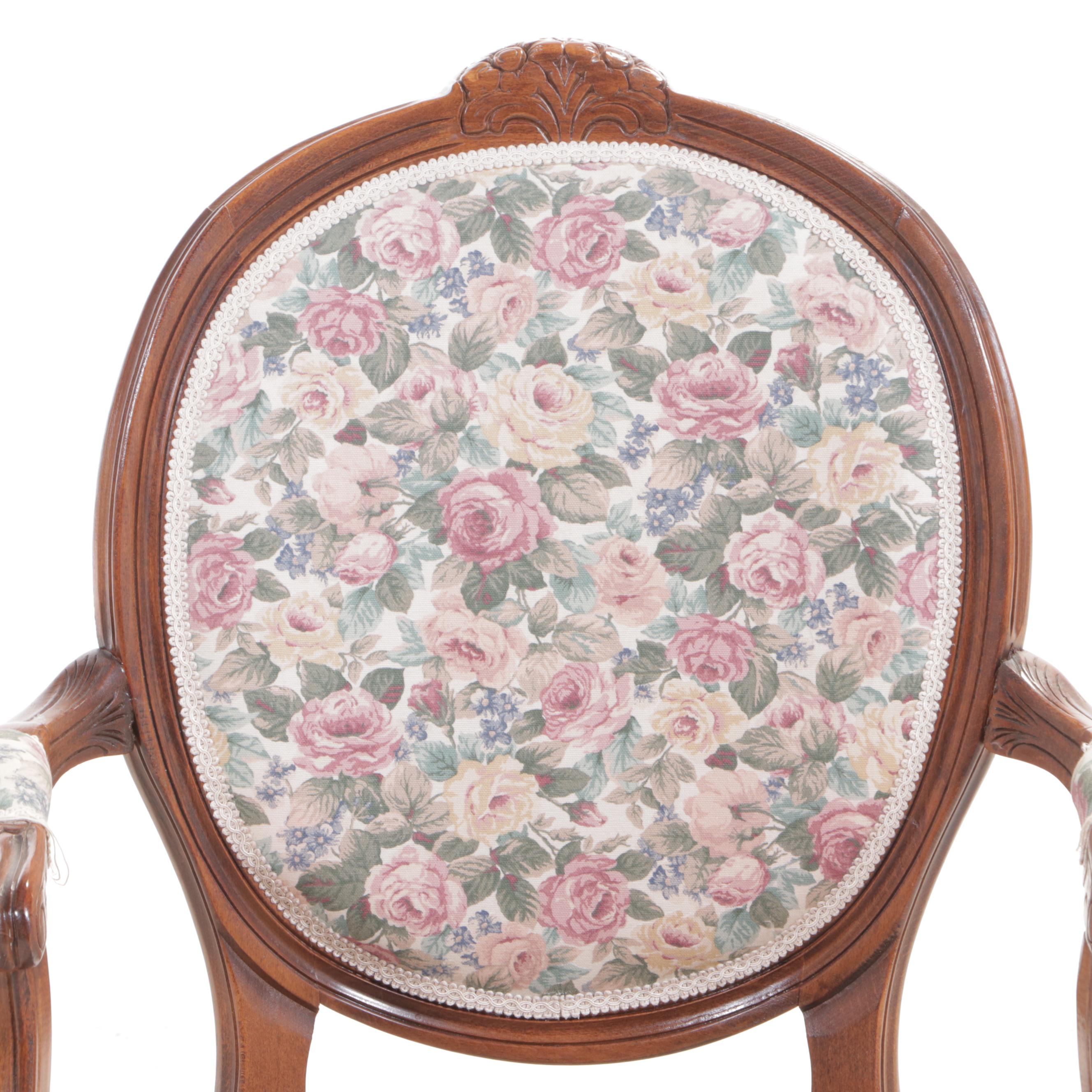 Rococo Revival Hardwood and Upholstered Armchair