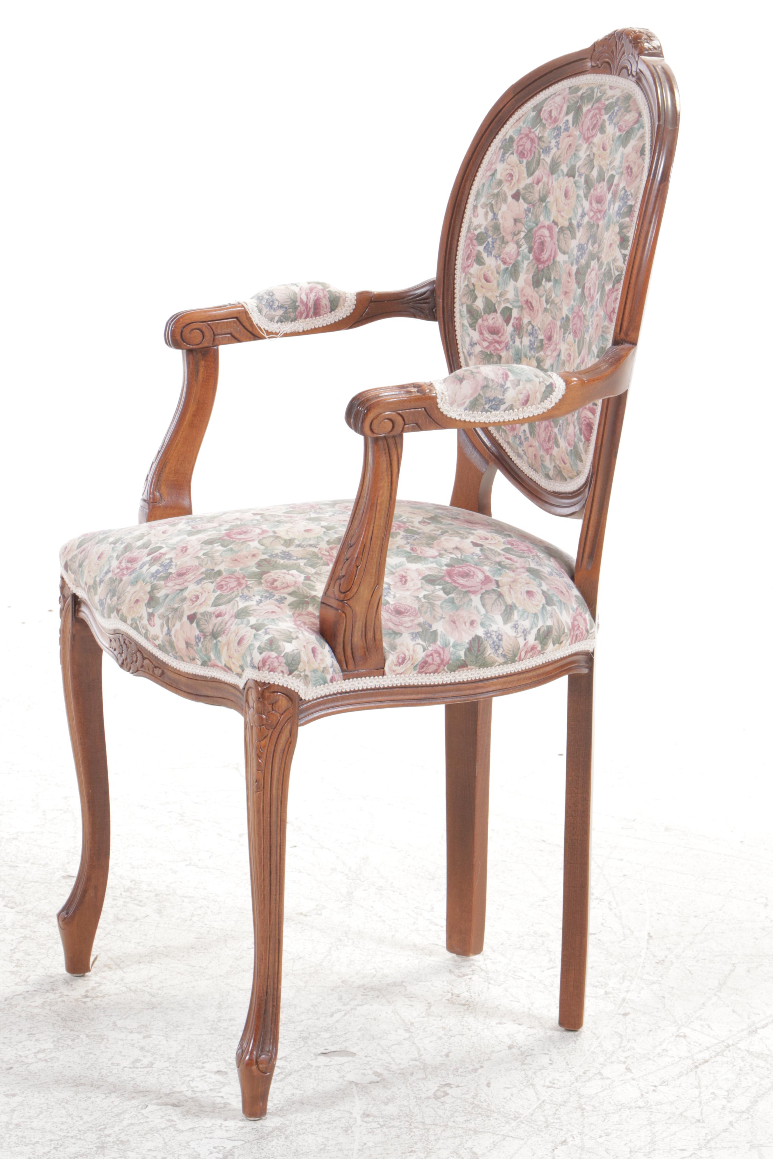 Rococo Revival Hardwood and Upholstered Armchair