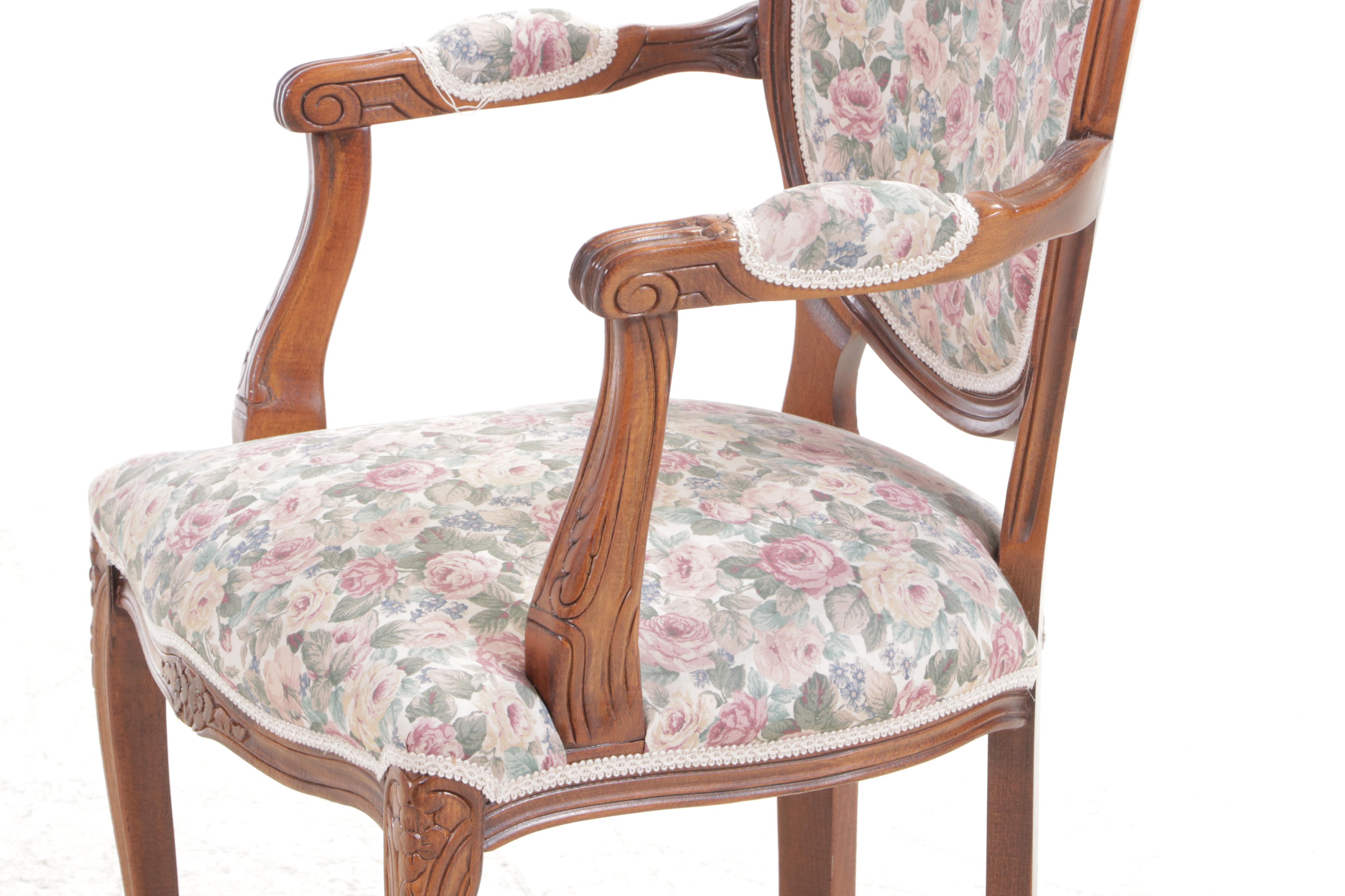 Rococo Revival Hardwood and Upholstered Armchair