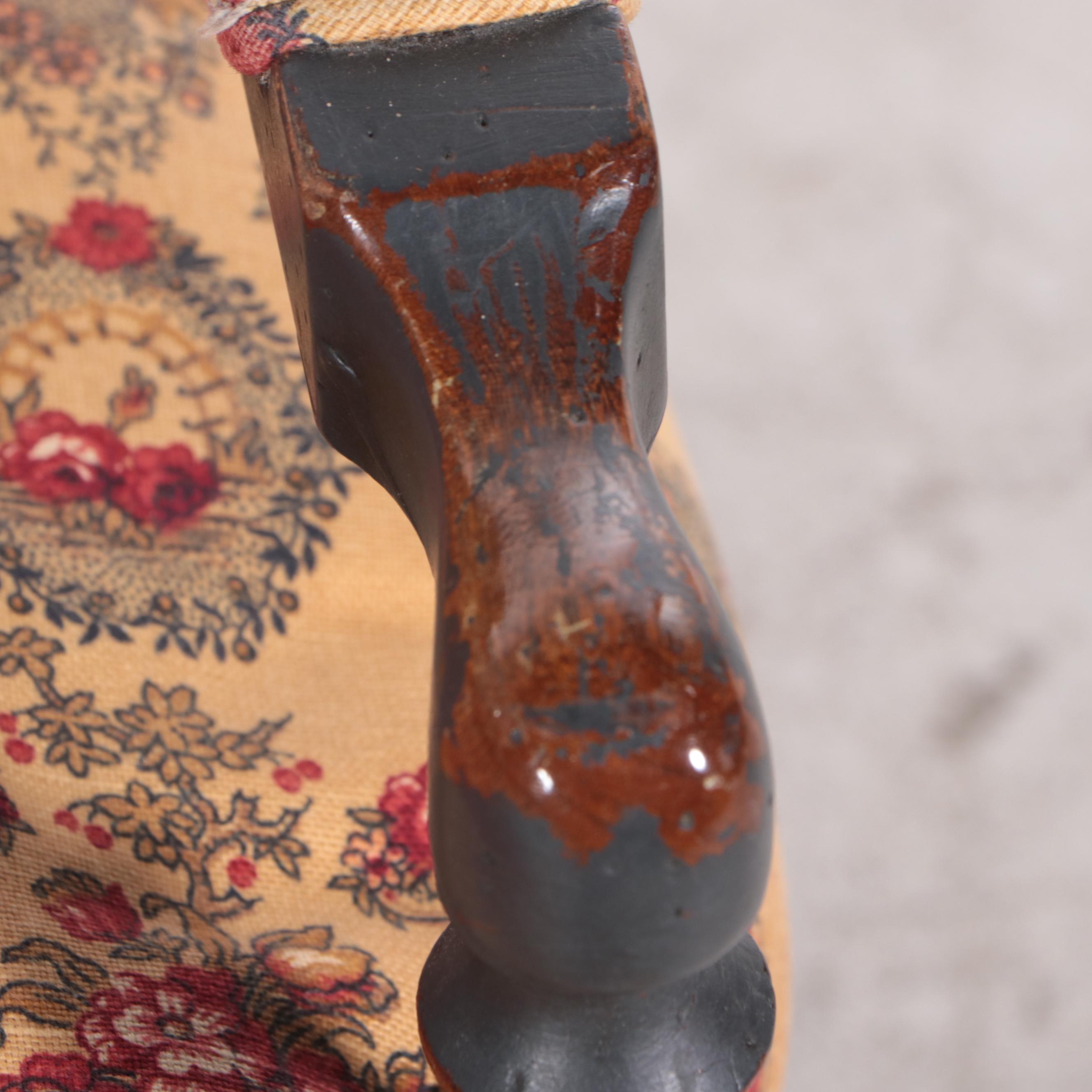 French Provincial Style Ebonized and Custom-Upholstered Armchair