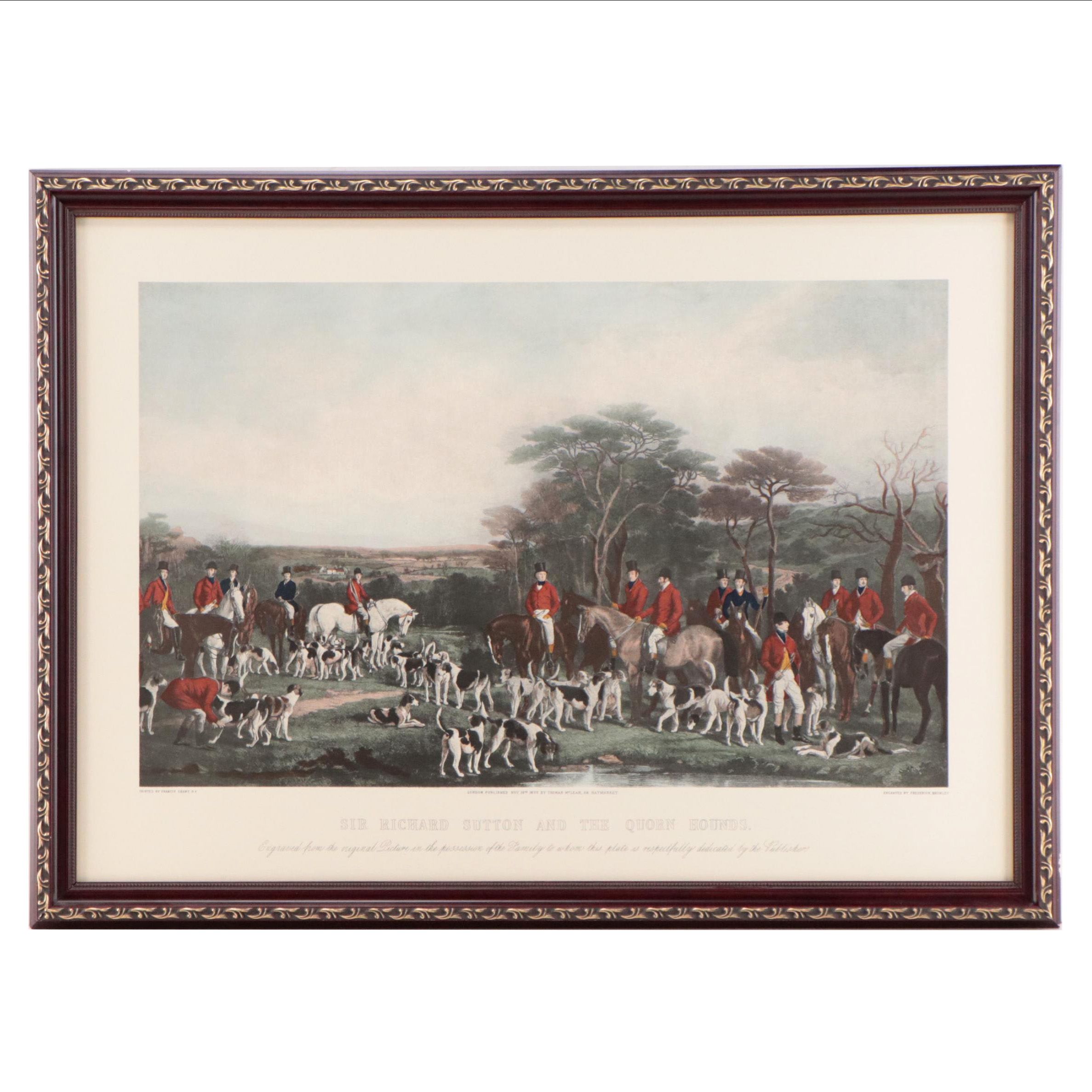 Hand-Colored Halftone After Sir Francis Grant of a Hunt Scene